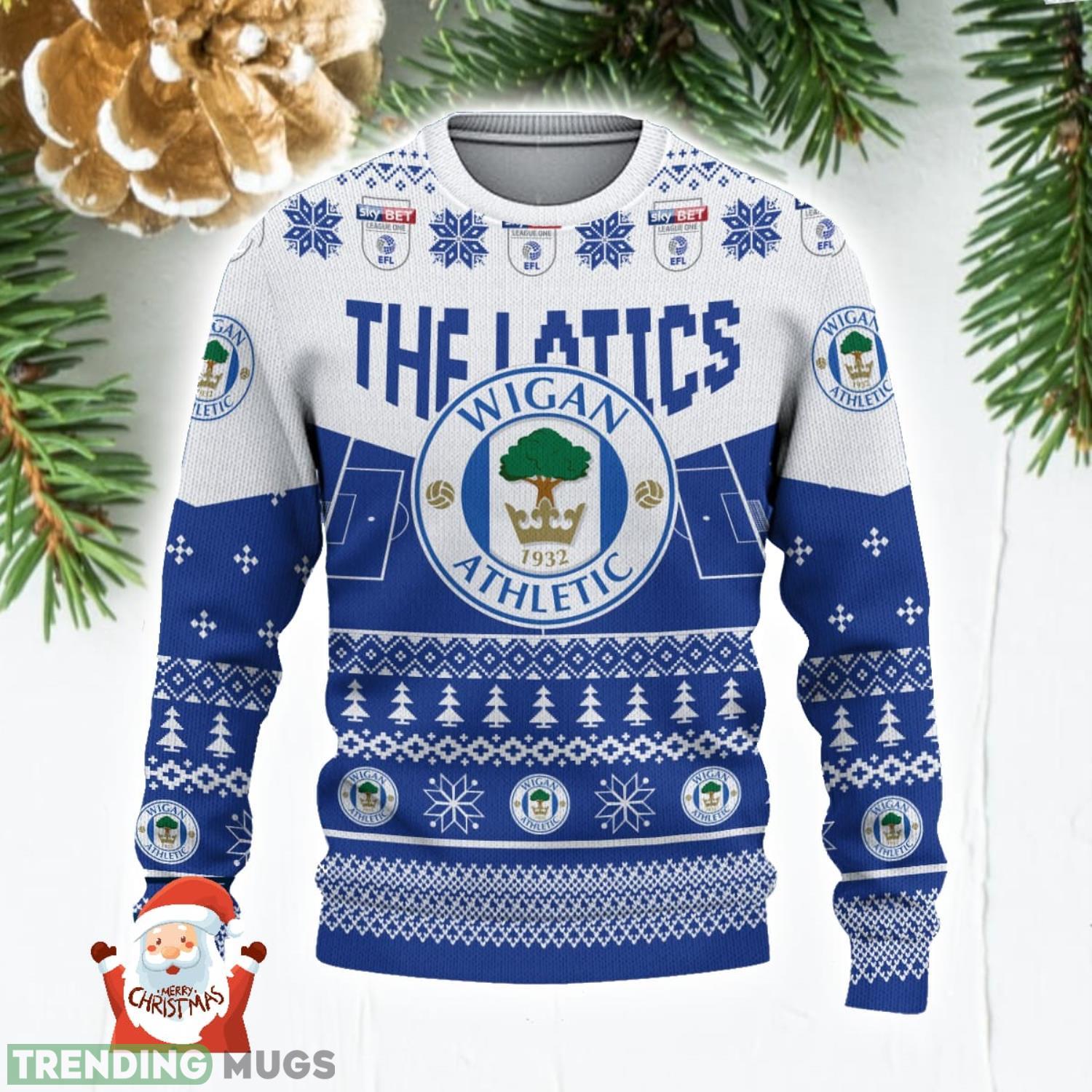 Wigan Athletic 3D Ugly Christmas Sweater Christmas Holiday Gift Custom Name For Men And Women 3D Sweater Wigan Athletic 3D Ugly Christmas Sweater Christmas Holiday Gift Custom Name For Men And Women 3D Sweater