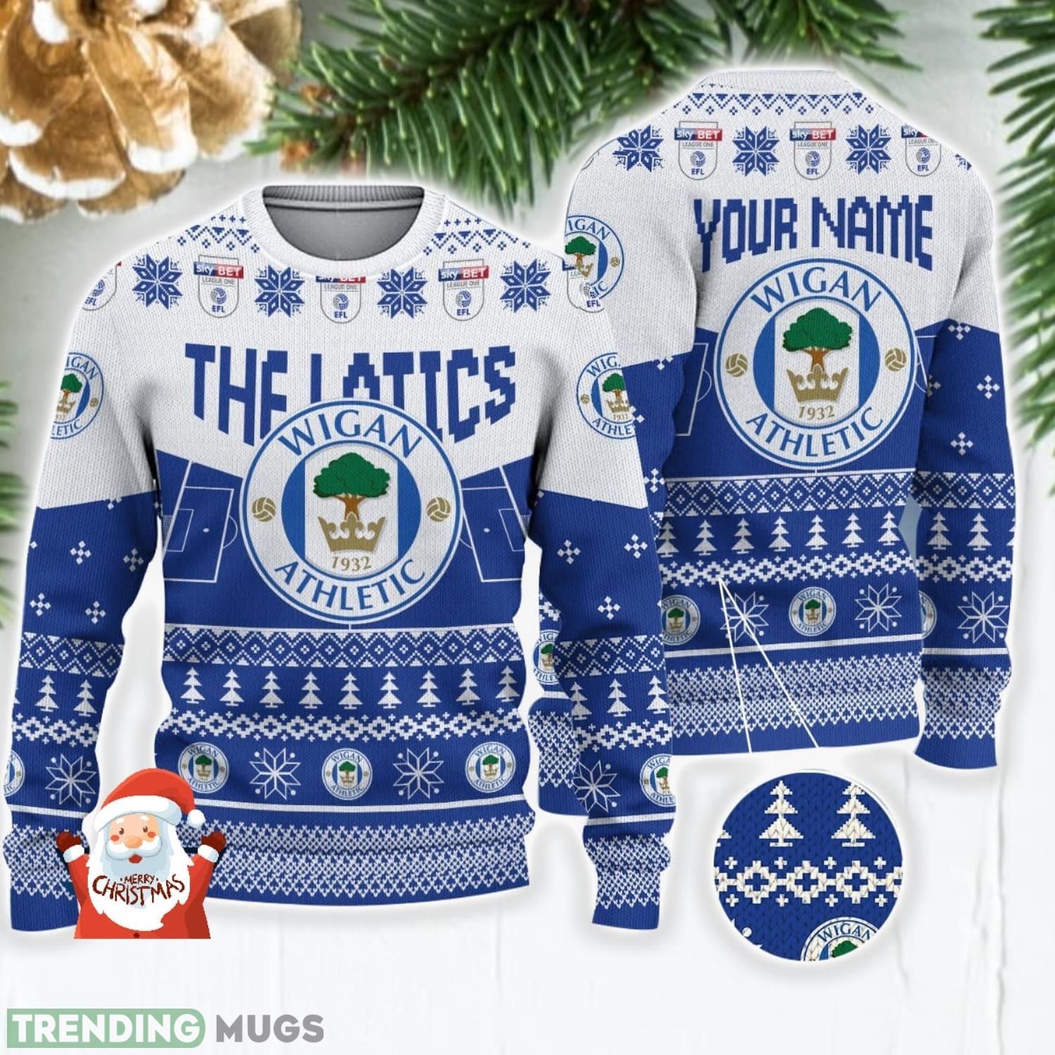 Wigan Athletic 3D Ugly Christmas Sweater Christmas Holiday Gift Custom Name For Men And Women Product Photo 1 Wigan Athletic 3D Ugly Christmas Sweater Christmas Holiday Gift Custom Name For Men And Women Product Photo 1