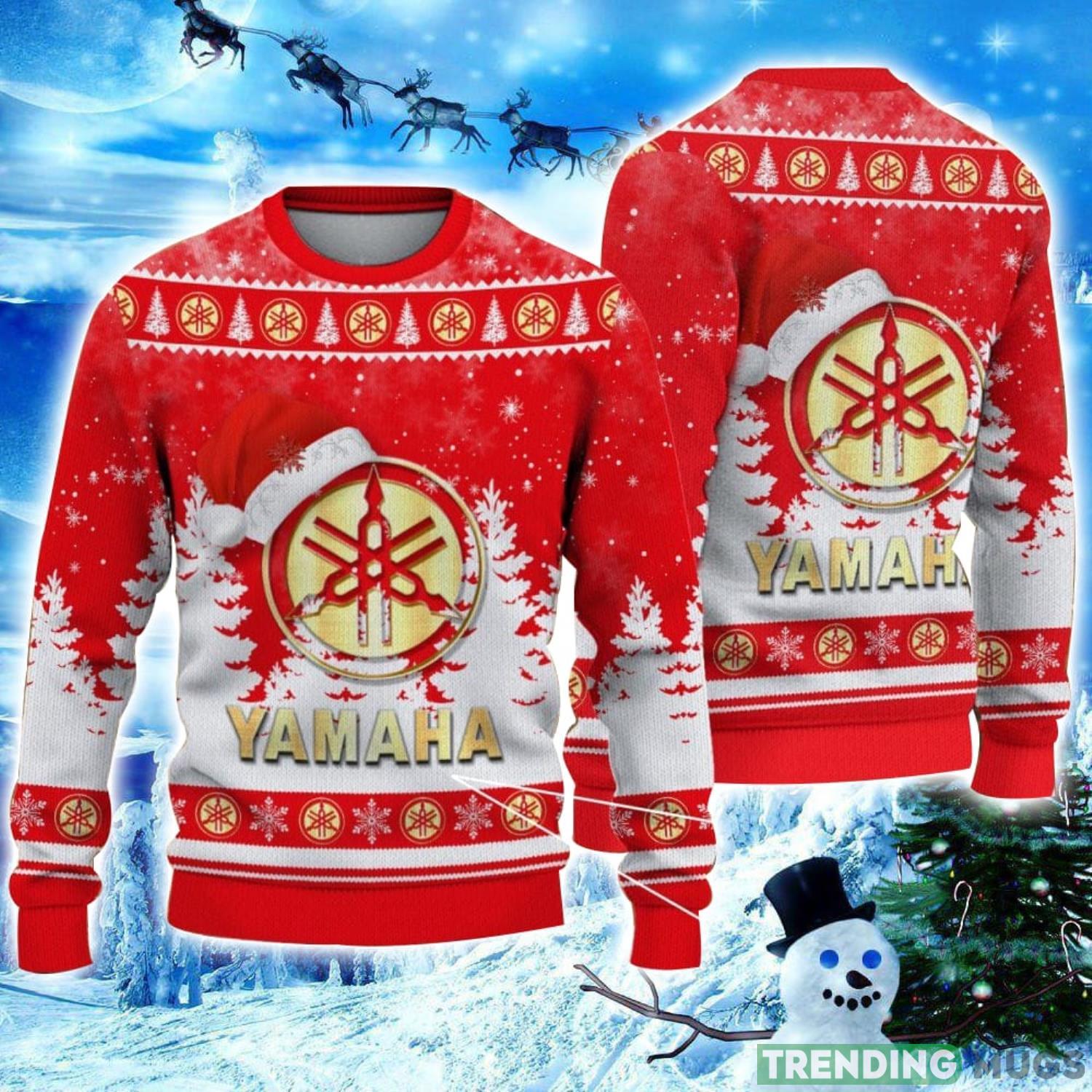 Yamaha Logo Wearing Santa Hat Christmas Gift Ugly Christmas Sweater Christmas Gift Ideas Product Photo 1