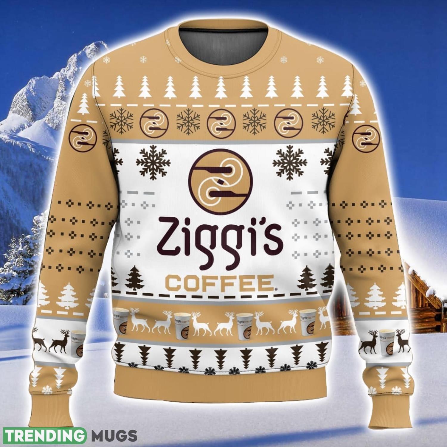 Ziggi’s Coffee All Over Printed Ugly Christmas Sweater Trending Christmas Gift Ideas Product Photo 1 Ziggi’s Coffee All Over Printed Ugly Christmas Sweater Trending Christmas Gift Ideas Product Photo 1