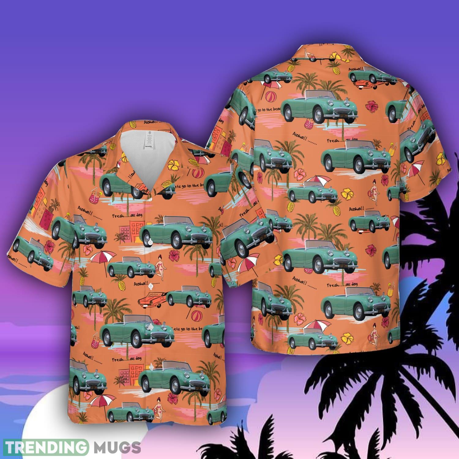 1961 Austin-Healey Bugeye Sprite Aloha Hawaiian Shirt Men And Women Beach Shirt Product Photo 1 1961 Austin-Healey Bugeye Sprite Aloha Hawaiian Shirt Men And Women Beach Shirt Product Photo 1