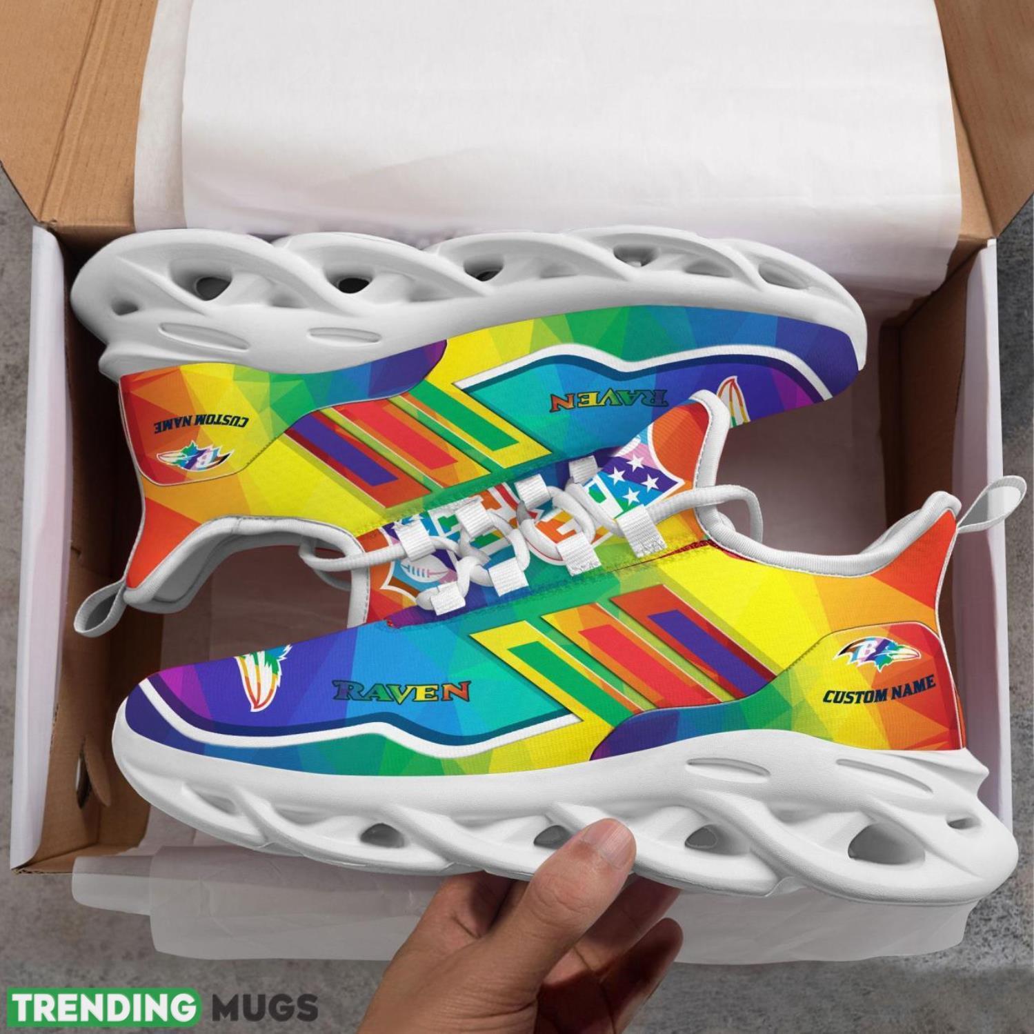 Baltimore Ravens NFL Team LGBT Pride Sneakers Max Soul Shoes Product Photo 1 Baltimore Ravens NFL Team LGBT Pride Sneakers Max Soul Shoes Product Photo 1