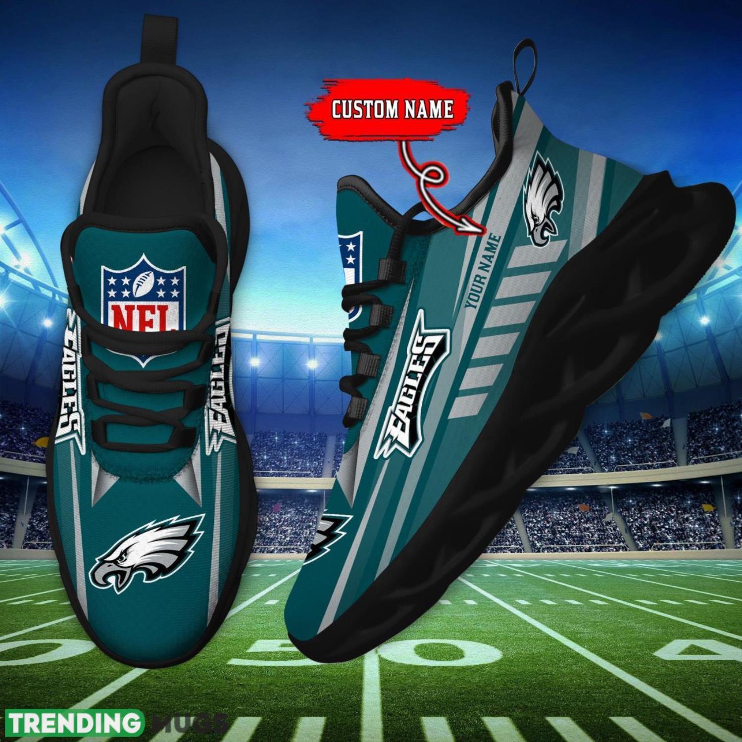 Custom Name For Fans Philadelphia Eagles Personalized Max Soul Shoes NFL Team Shoes Max Soul Custom Name For Fans Philadelphia Eagles Personalized Max Soul Shoes NFL Team Shoes Max Soul