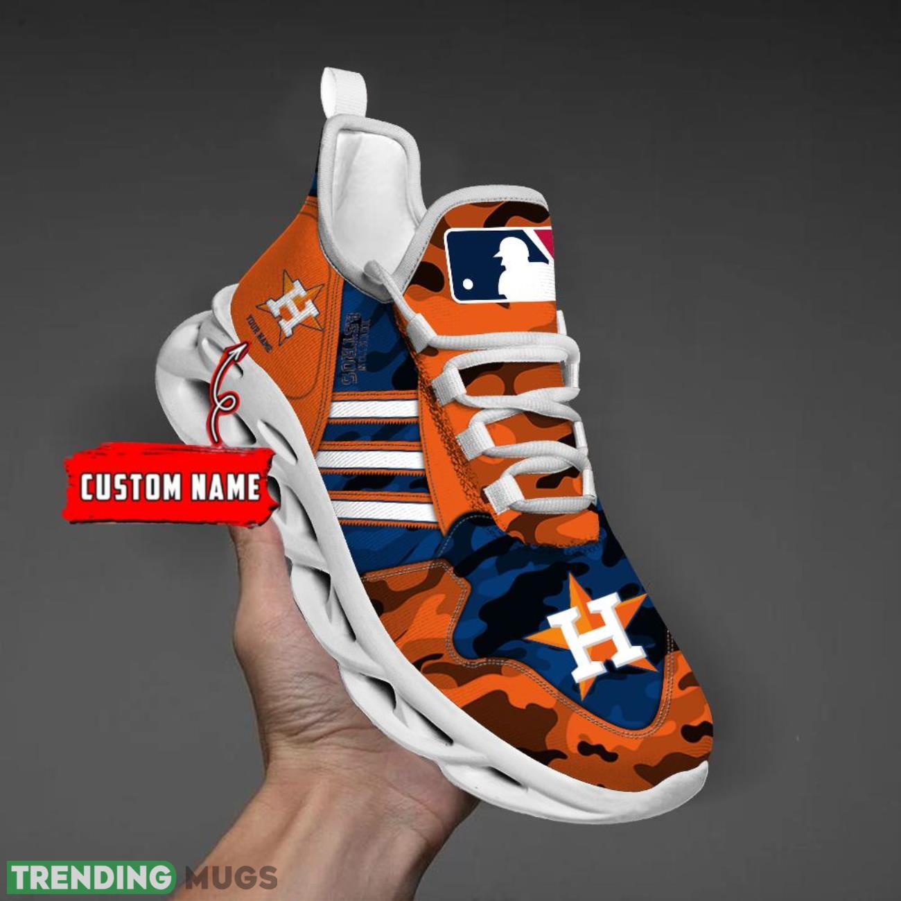 Custom Name Houston Astros Personalized Sneakers Max Soul Shoes Camo Pattern And White Striped Shoes Product Photo 1