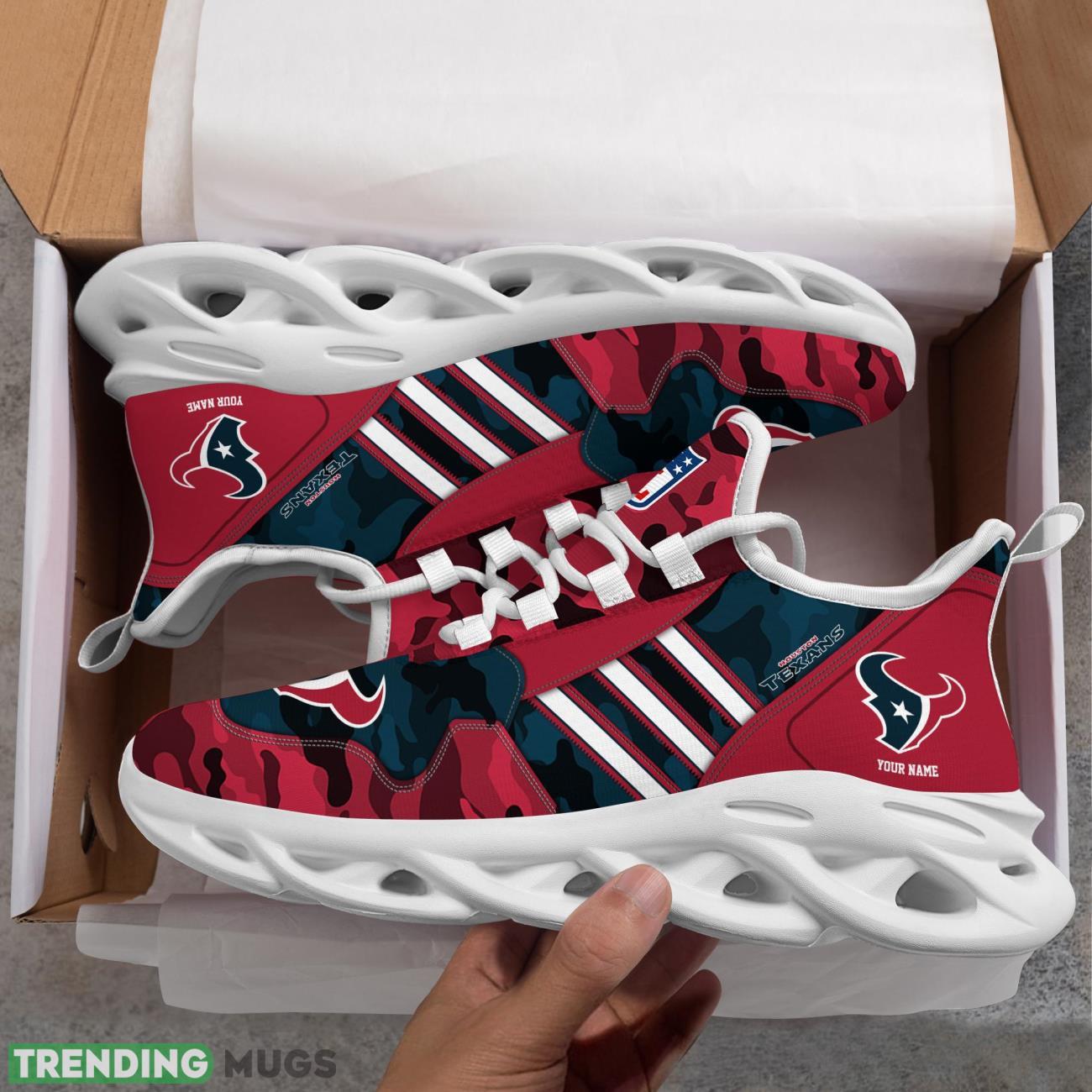 Custom Name Houston Texans Personalized Sneakers Max Soul Shoes Camo Pattern And White Striped Shoes Max Soul Custom Name Houston Texans Personalized Sneakers Max Soul Shoes Camo Pattern And White Striped Shoes Max Soul