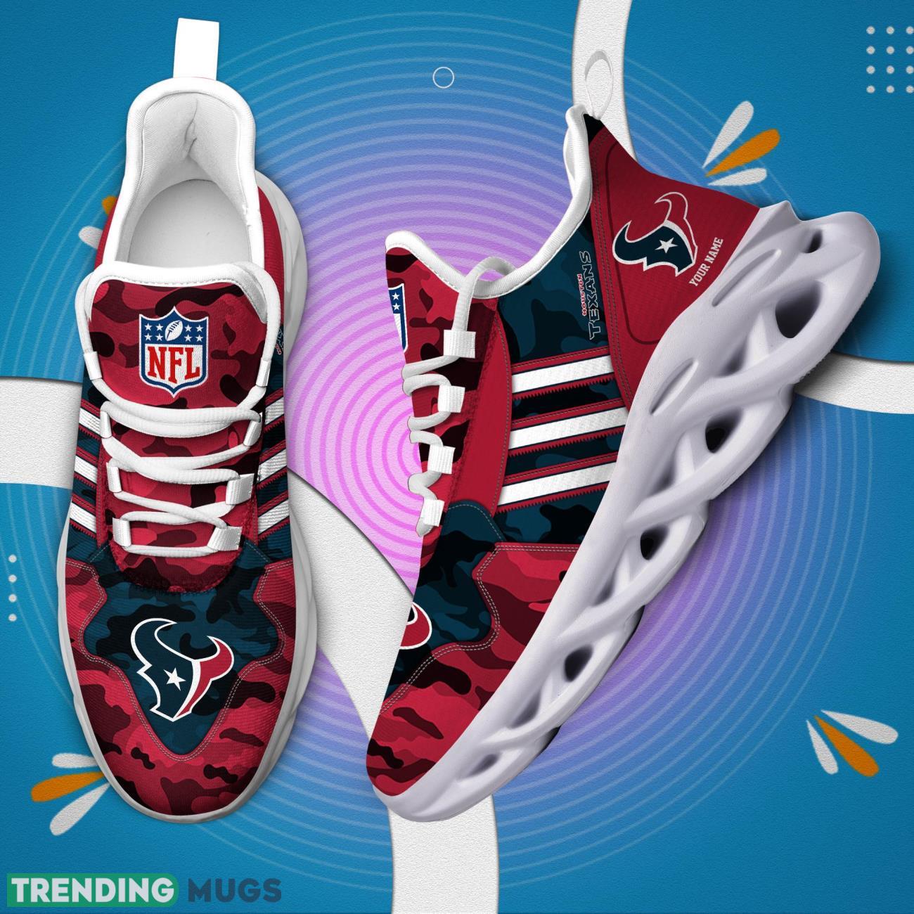 Custom Name Houston Texans Personalized Sneakers Max Soul Shoes Camo Pattern And White Striped Shoes Max Soul Custom Name Houston Texans Personalized Sneakers Max Soul Shoes Camo Pattern And White Striped Shoes Max Soul