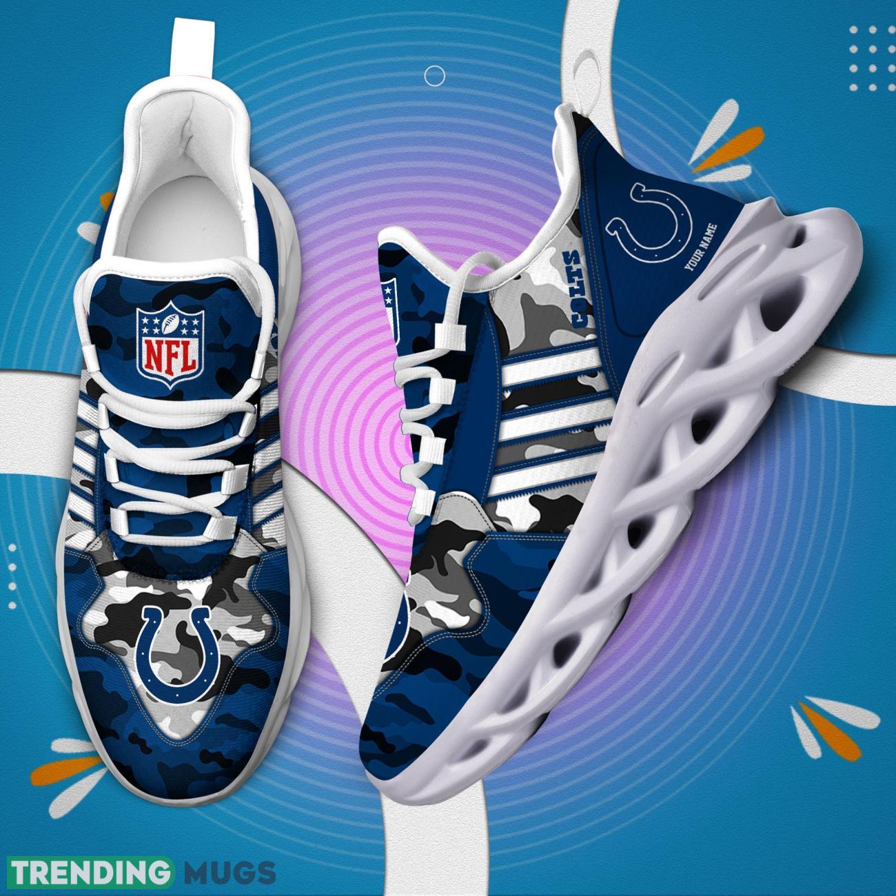 Custom Name Indianapolis Colts Personalized Sneakers Max Soul Shoes Camo Pattern And White Striped Shoes Max Soul Custom Name Indianapolis Colts Personalized Sneakers Max Soul Shoes Camo Pattern And White Striped Shoes Max Soul