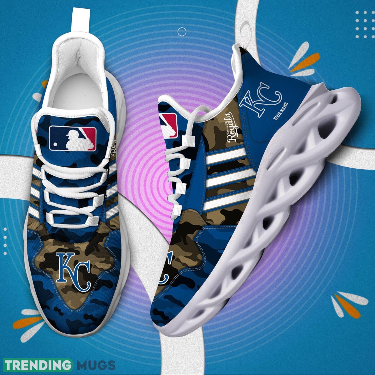 Custom Name Kansas City Royals Personalized Sneakers Max Soul Shoes Camo Pattern And White Striped Shoes Max Soul Custom Name Kansas City Royals Personalized Sneakers Max Soul Shoes Camo Pattern And White Striped Shoes Max Soul
