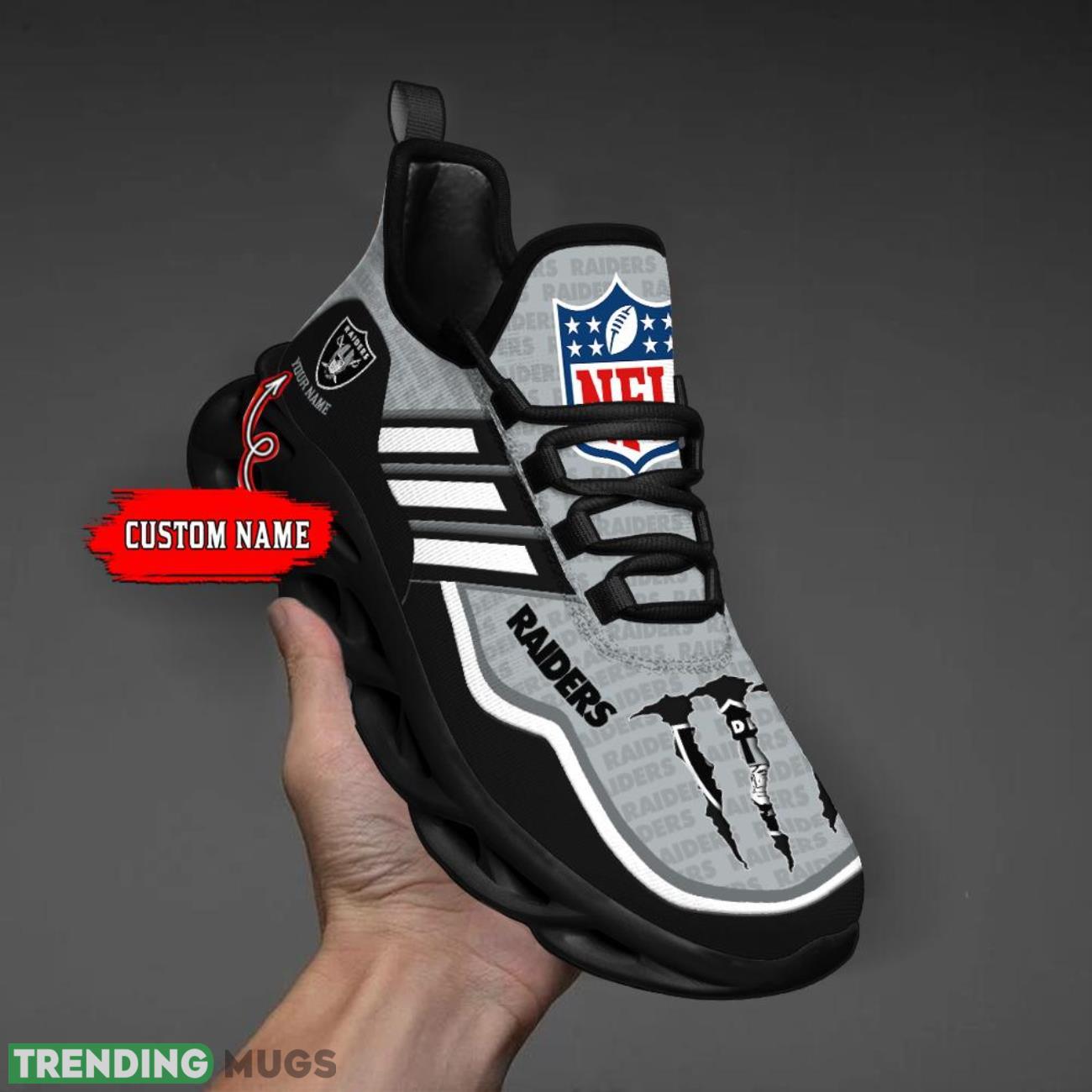Custom Name Las Vegas Raiders Personalized Sneakers Max Soul Shoes For Fans Max Soul Custom Name Las Vegas Raiders Personalized Sneakers Max Soul Shoes For Fans Max Soul