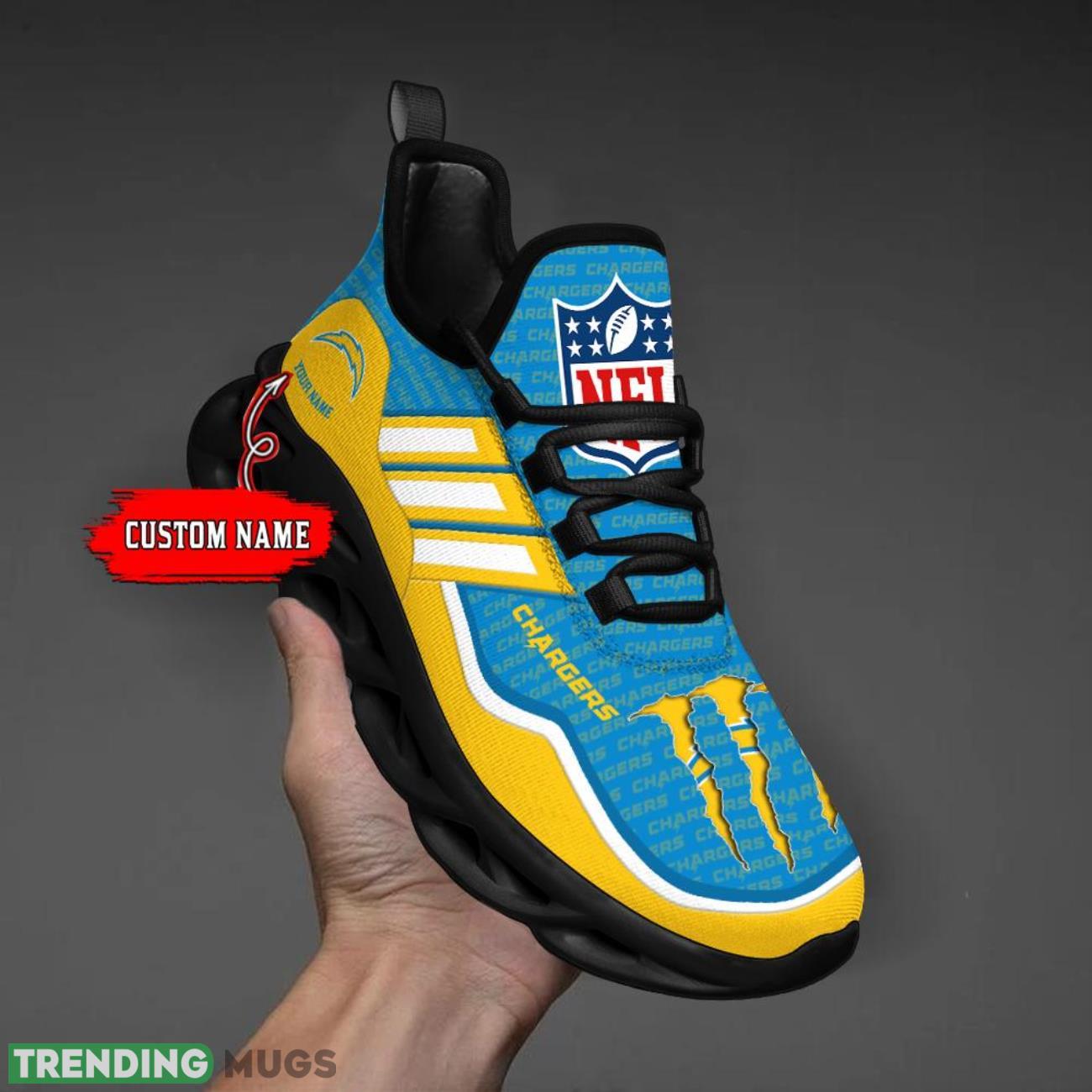 Custom Name Los Angeles Chargers Personalized Sneakers Max Soul Shoes For Fans Max Soul Custom Name Los Angeles Chargers Personalized Sneakers Max Soul Shoes For Fans Max Soul