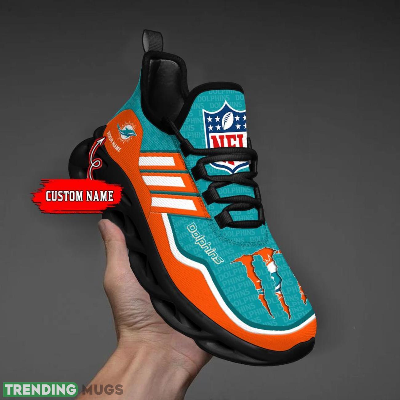 Custom Name Miami Dolphins Personalized Sneakers Max Soul Shoes For Fans Max Soul Custom Name Miami Dolphins Personalized Sneakers Max Soul Shoes For Fans Max Soul