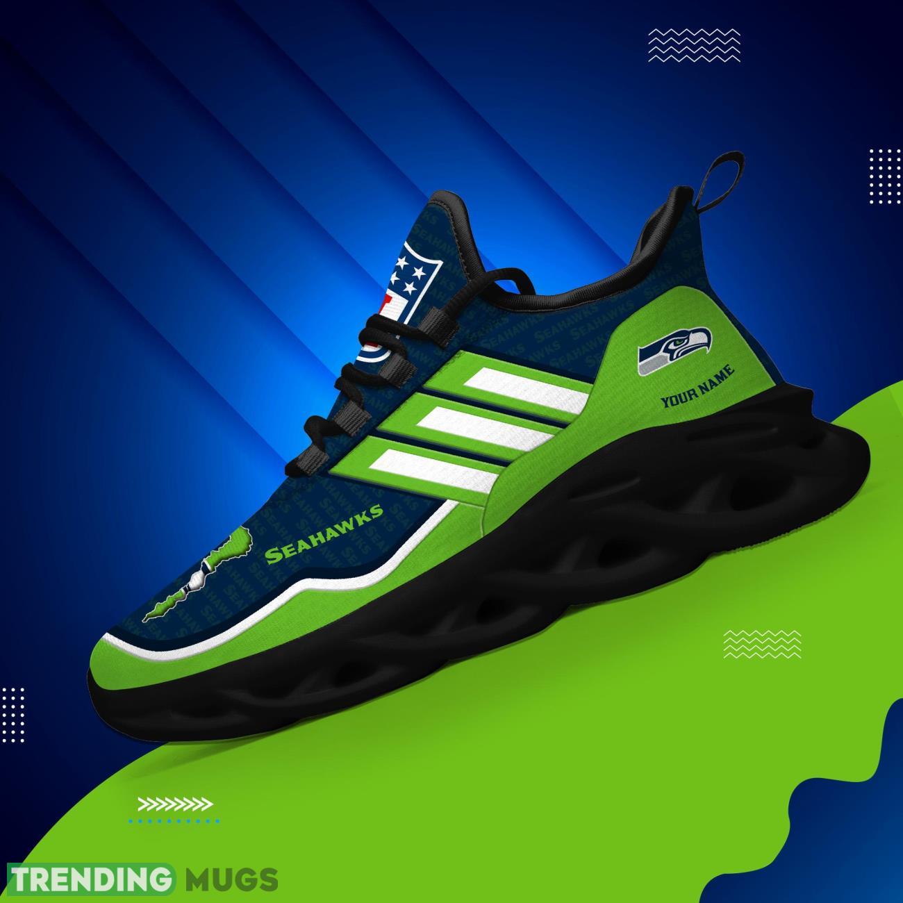 Custom Name Seattle Seahawks Personalized Sneakers Max Soul Shoes For Fans Max Soul Custom Name Seattle Seahawks Personalized Sneakers Max Soul Shoes For Fans Max Soul