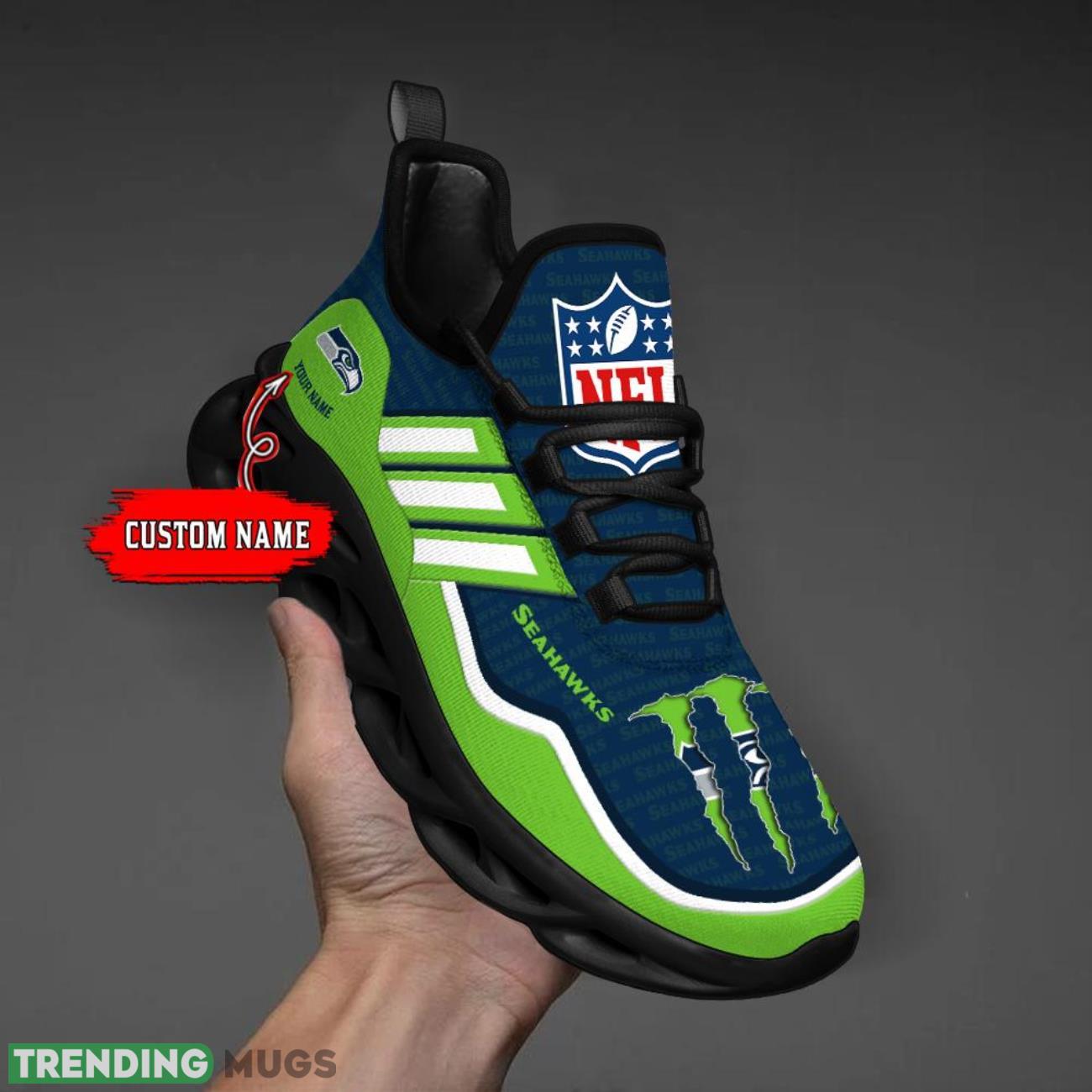 Custom Name Seattle Seahawks Personalized Sneakers Max Soul Shoes For Fans Max Soul Custom Name Seattle Seahawks Personalized Sneakers Max Soul Shoes For Fans Max Soul