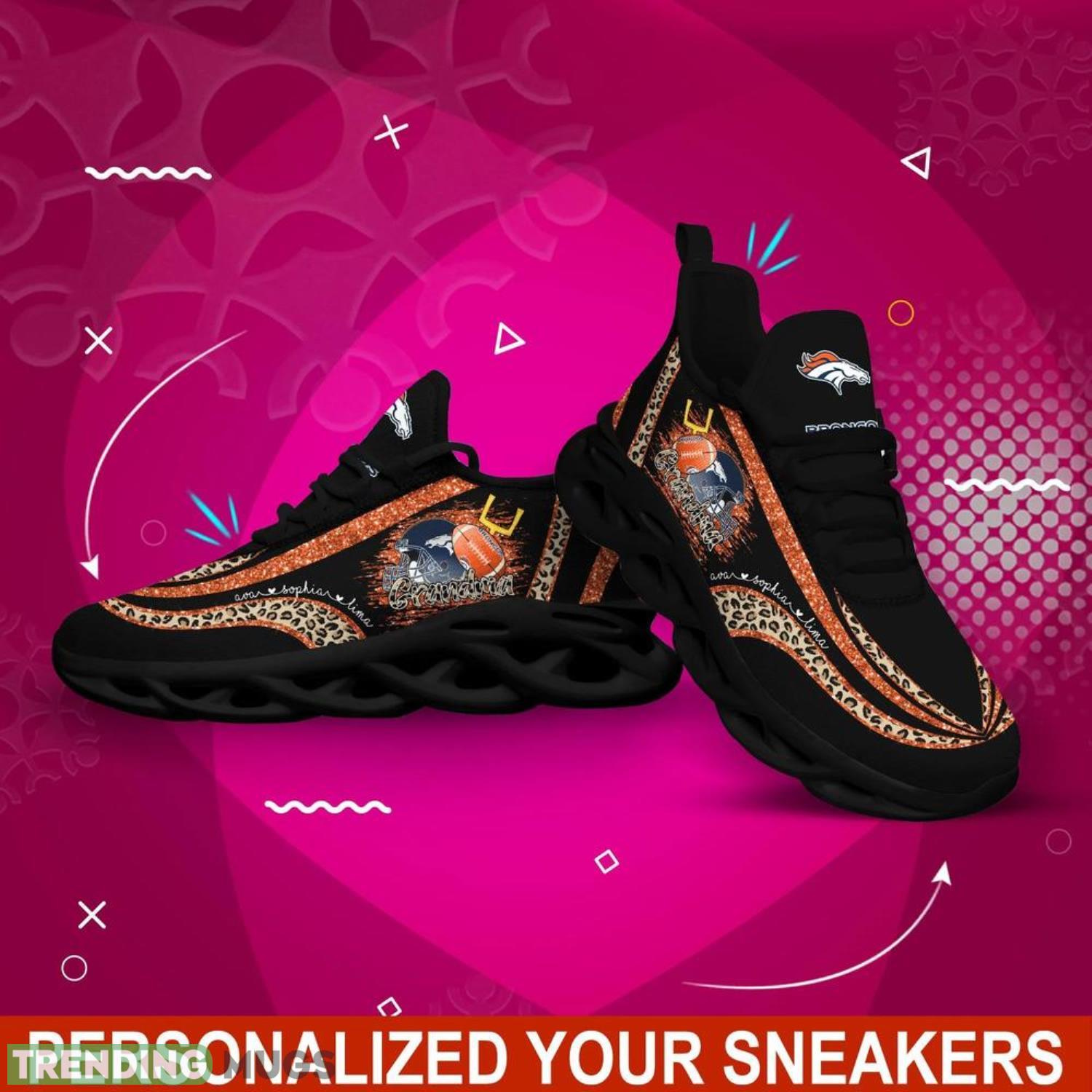 Denver Broncos NFL Max Soul Shoes Custom Name Leopard Prints Glitter Christmas Running Shoes Gifts For NFL Fans Max Soul Denver Broncos NFL Max Soul Shoes Custom Name Leopard Prints Glitter Christmas Running Shoes Gifts For NFL Fans Max Soul