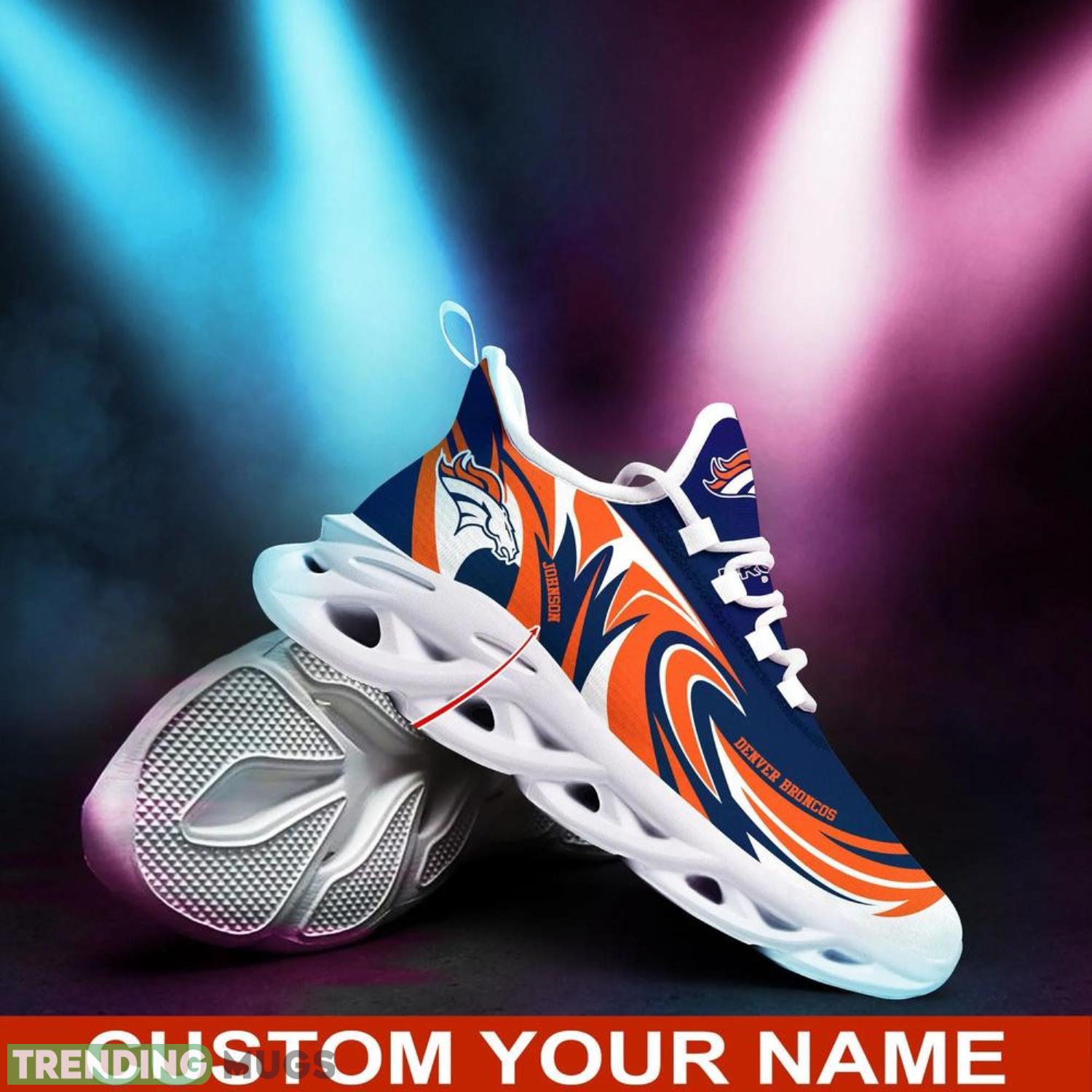 Denver Broncos NFL Max Soul Shoes Custom Name Sneakers Running Shoes Hot Trending Personalized Gifts For NFL Fans Max Soul Denver Broncos NFL Max Soul Shoes Custom Name Sneakers Running Shoes Hot Trending Personalized Gifts For NFL Fans Max Soul
