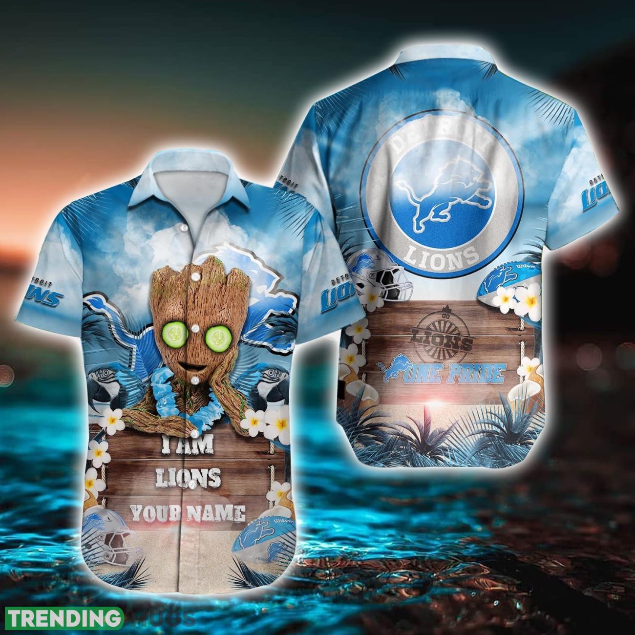 Detroit Lions NFL Hawaiian Shirt Baby Groot Lover Custom Name For Fans Product Photo 1 Detroit Lions NFL Hawaiian Shirt Baby Groot Lover Custom Name For Fans Product Photo 1