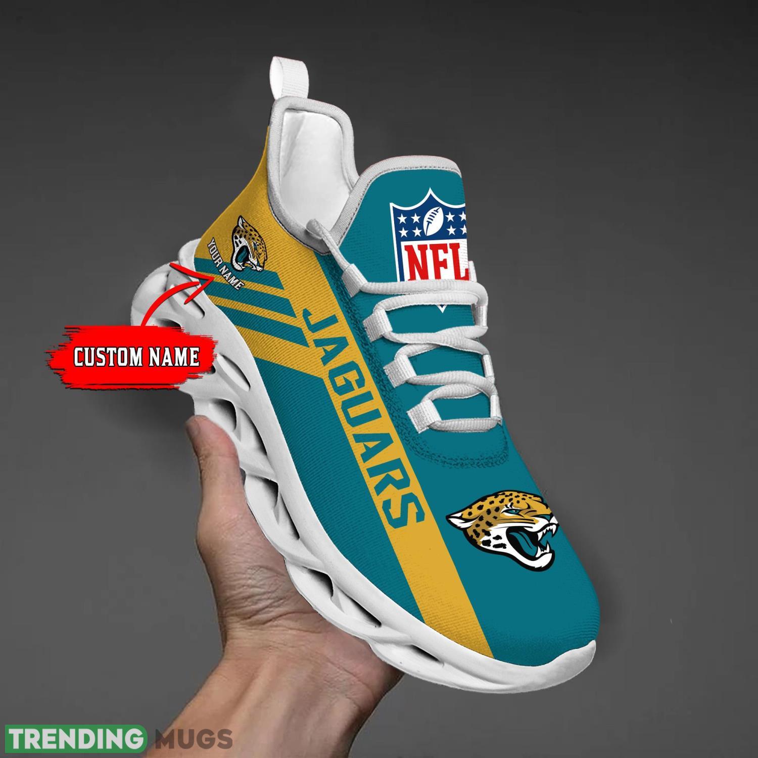 Jacksonville Jaguars Personalized Name Max Soul Shoes Custom Name Men And Women Sneakers Product Photo 1 Jacksonville Jaguars Personalized Name Max Soul Shoes Custom Name Men And Women Sneakers Product Photo 1