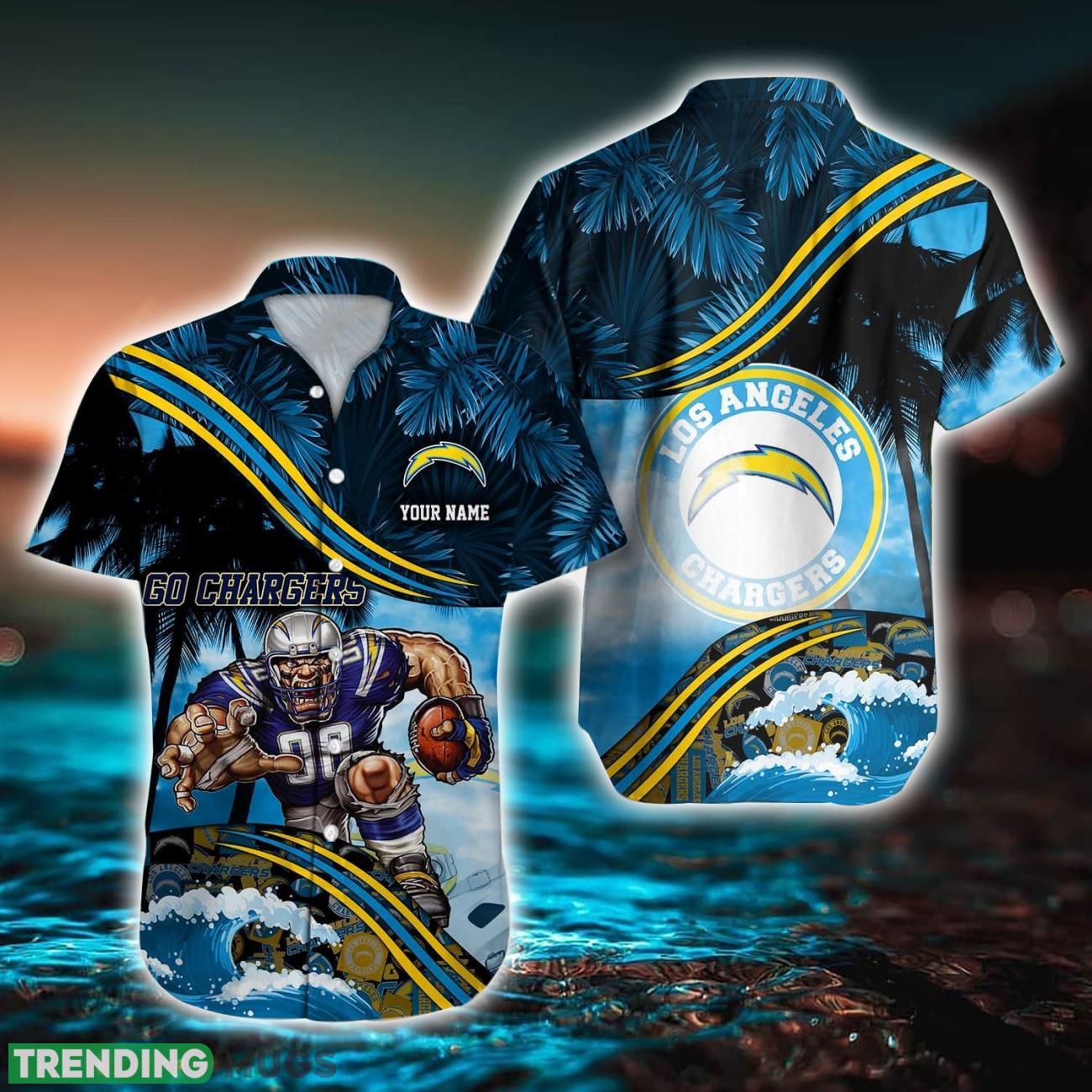 Los Angeles Chargers NFL Hawaiian Shirt Custom Name New Design For Fans Product Photo 1 Los Angeles Chargers NFL Hawaiian Shirt Custom Name New Design For Fans Product Photo 1