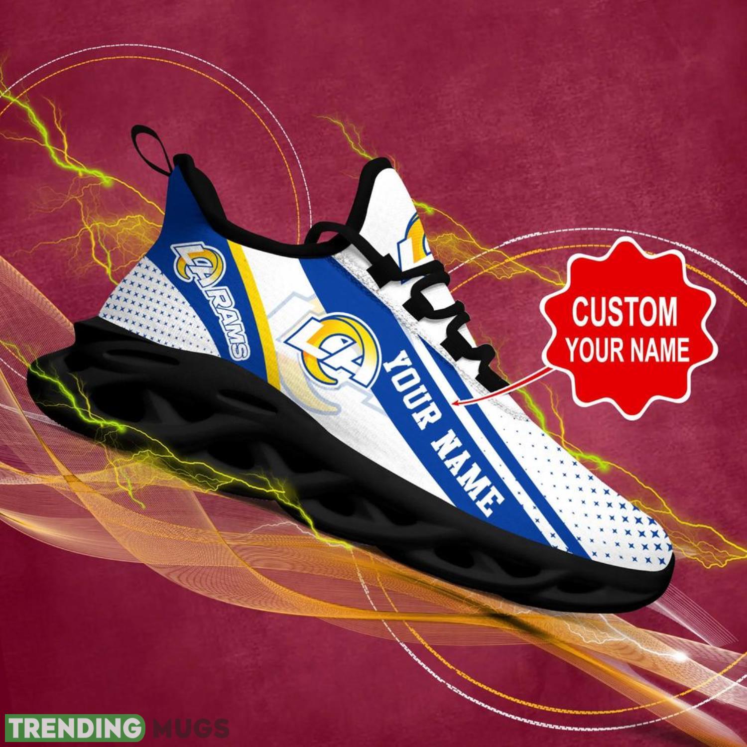 Los Angeles Rams NFL Max Soul Shoes Custom Name Sneakers Hot Trending Personalized Gifts For NFL Fans Max Soul Los Angeles Rams NFL Max Soul Shoes Custom Name Sneakers Hot Trending Personalized Gifts For NFL Fans Max Soul