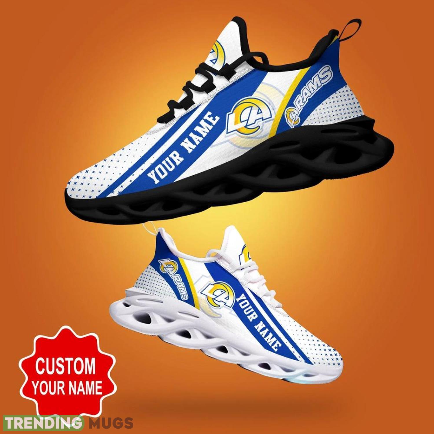 Los Angeles Rams NFL Max Soul Shoes Custom Name Sneakers Hot Trending Personalized Gifts For NFL Fans Product Photo 1 Los Angeles Rams NFL Max Soul Shoes Custom Name Sneakers Hot Trending Personalized Gifts For NFL Fans Product Photo 1