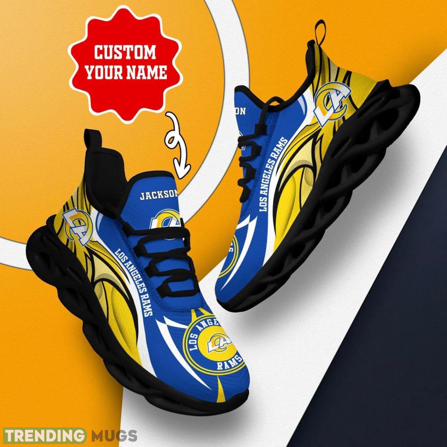 Los Angeles Rams NFL Max Soul Shoes Custom Name Sneakers Running Shoes Gifts For NFL Fans Max Soul Los Angeles Rams NFL Max Soul Shoes Custom Name Sneakers Running Shoes Gifts For NFL Fans Max Soul