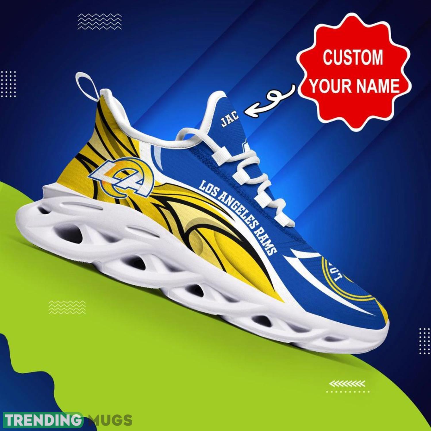 Los Angeles Rams NFL Max Soul Shoes Custom Name Sneakers Running Shoes Gifts For NFL Fans Max Soul Los Angeles Rams NFL Max Soul Shoes Custom Name Sneakers Running Shoes Gifts For NFL Fans Max Soul
