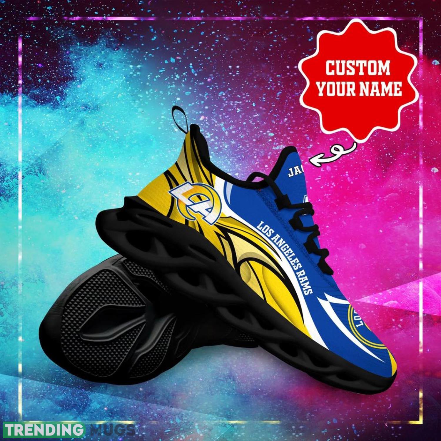 Los Angeles Rams NFL Max Soul Shoes Custom Name Sneakers Running Shoes Gifts For NFL Fans Max Soul Los Angeles Rams NFL Max Soul Shoes Custom Name Sneakers Running Shoes Gifts For NFL Fans Max Soul