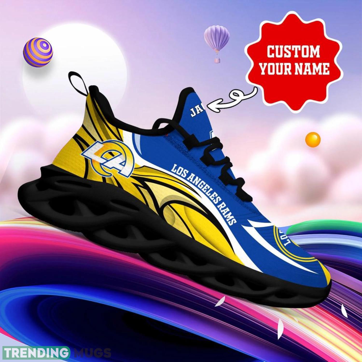 Los Angeles Rams NFL Max Soul Shoes Custom Name Sneakers Running Shoes Gifts For NFL Fans Max Soul Los Angeles Rams NFL Max Soul Shoes Custom Name Sneakers Running Shoes Gifts For NFL Fans Max Soul