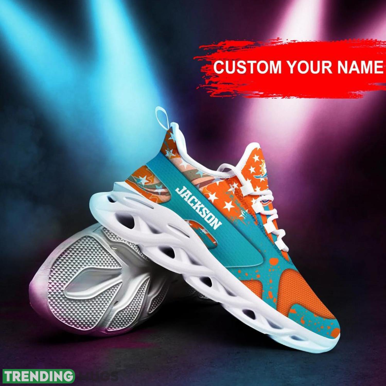Miami Dolphins NFL Max Soul Shoes Custom Name Sneakers Hot Trending Men And Women Sneakers Personalized Gifts For NFL Fans Max Soul Miami Dolphins NFL Max Soul Shoes Custom Name Sneakers Hot Trending Men And Women Sneakers Personalized Gifts For NFL Fans Max Soul
