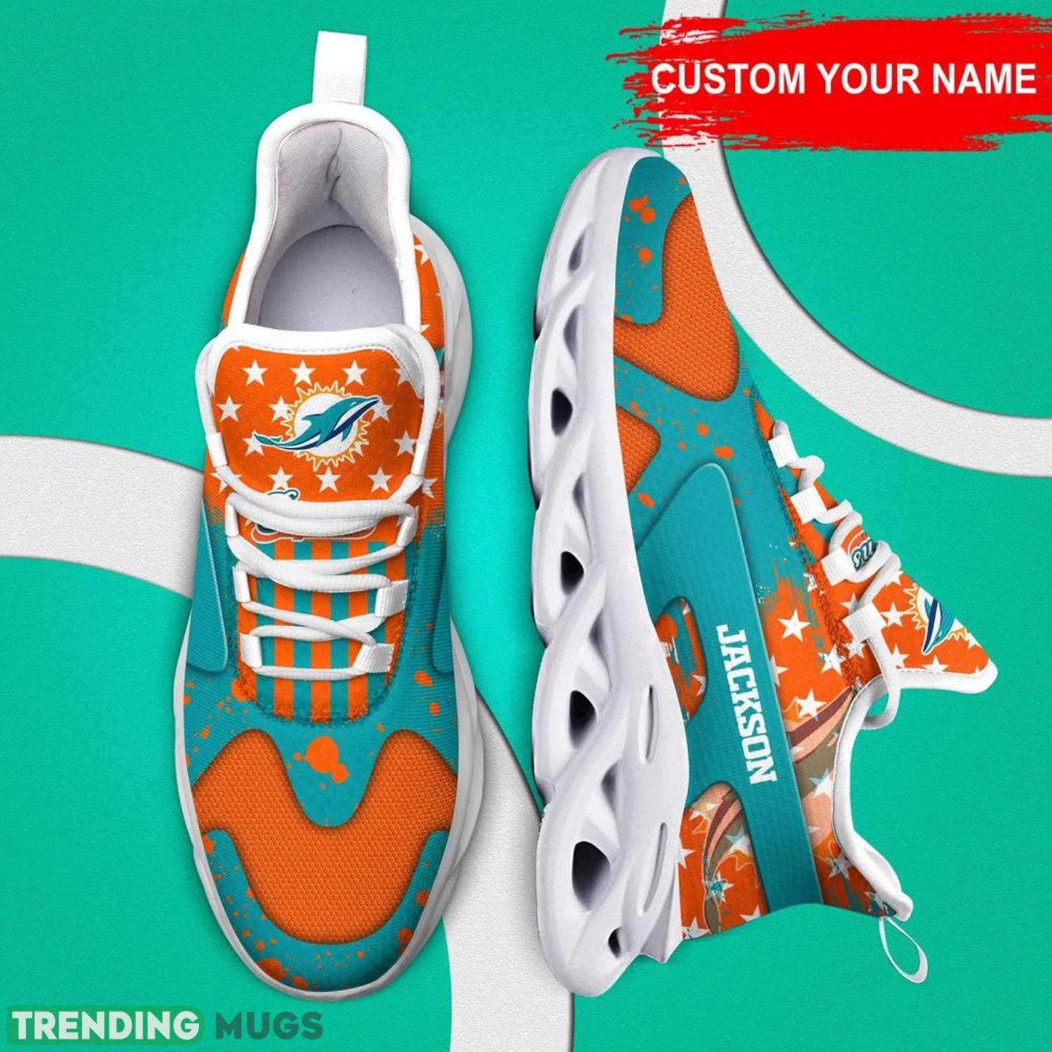 Miami Dolphins NFL Max Soul Shoes Custom Name Sneakers Hot Trending Men And Women Sneakers Personalized Gifts For NFL Fans Max Soul Miami Dolphins NFL Max Soul Shoes Custom Name Sneakers Hot Trending Men And Women Sneakers Personalized Gifts For NFL Fans Max Soul