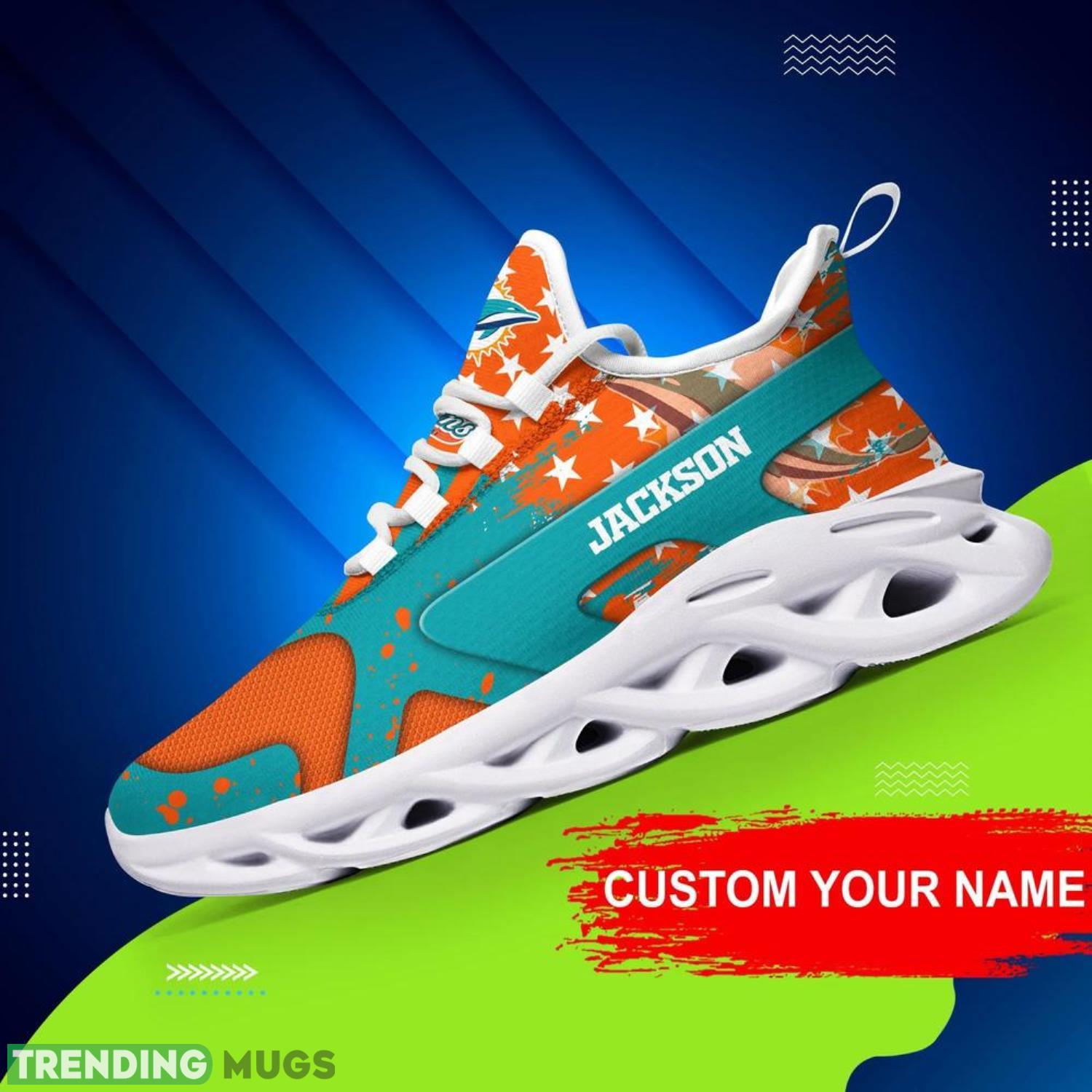 Miami Dolphins NFL Max Soul Shoes Custom Name Sneakers Hot Trending Men And Women Sneakers Personalized Gifts For NFL Fans Max Soul Miami Dolphins NFL Max Soul Shoes Custom Name Sneakers Hot Trending Men And Women Sneakers Personalized Gifts For NFL Fans Max Soul
