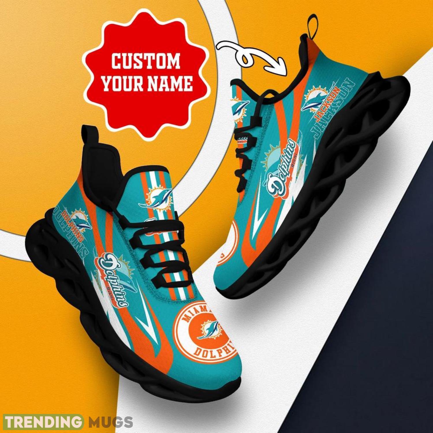 Miami Dolphins NFL Max Soul Shoes Custom Name Sneakers Running Shoes Gifts For NFL Fans Max Soul Miami Dolphins NFL Max Soul Shoes Custom Name Sneakers Running Shoes Gifts For NFL Fans Max Soul