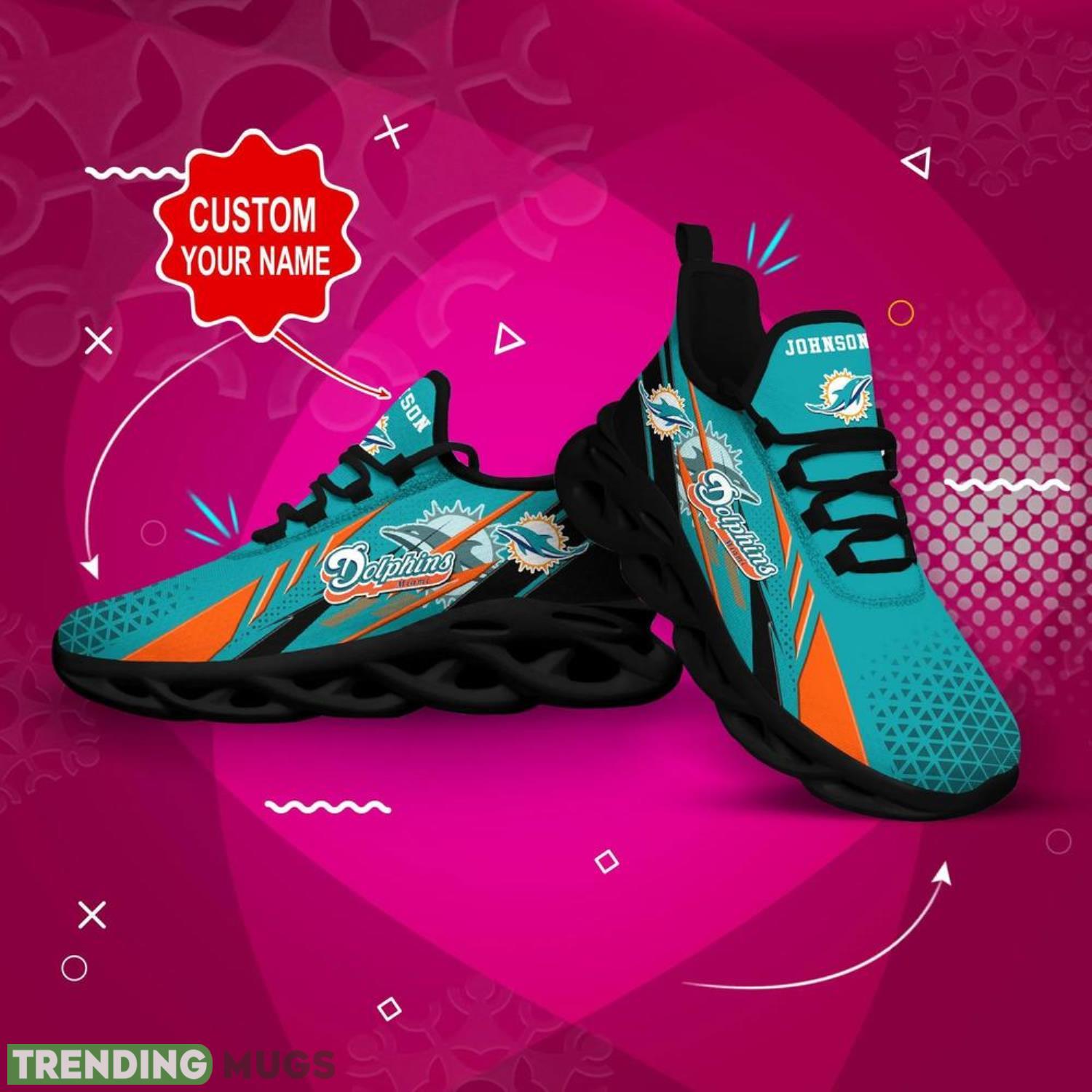 Miami Dolphins NFL Max Soul Shoes Custom Name Sneakers Running Shoes Hot Trending Personalized Gifts For NFL Fans Max Soul Miami Dolphins NFL Max Soul Shoes Custom Name Sneakers Running Shoes Hot Trending Personalized Gifts For NFL Fans Max Soul