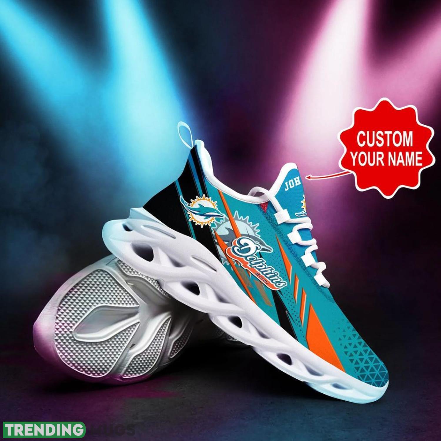 Miami Dolphins NFL Max Soul Shoes Custom Name Sneakers Running Shoes Hot Trending Personalized Gifts For NFL Fans Max Soul Miami Dolphins NFL Max Soul Shoes Custom Name Sneakers Running Shoes Hot Trending Personalized Gifts For NFL Fans Max Soul