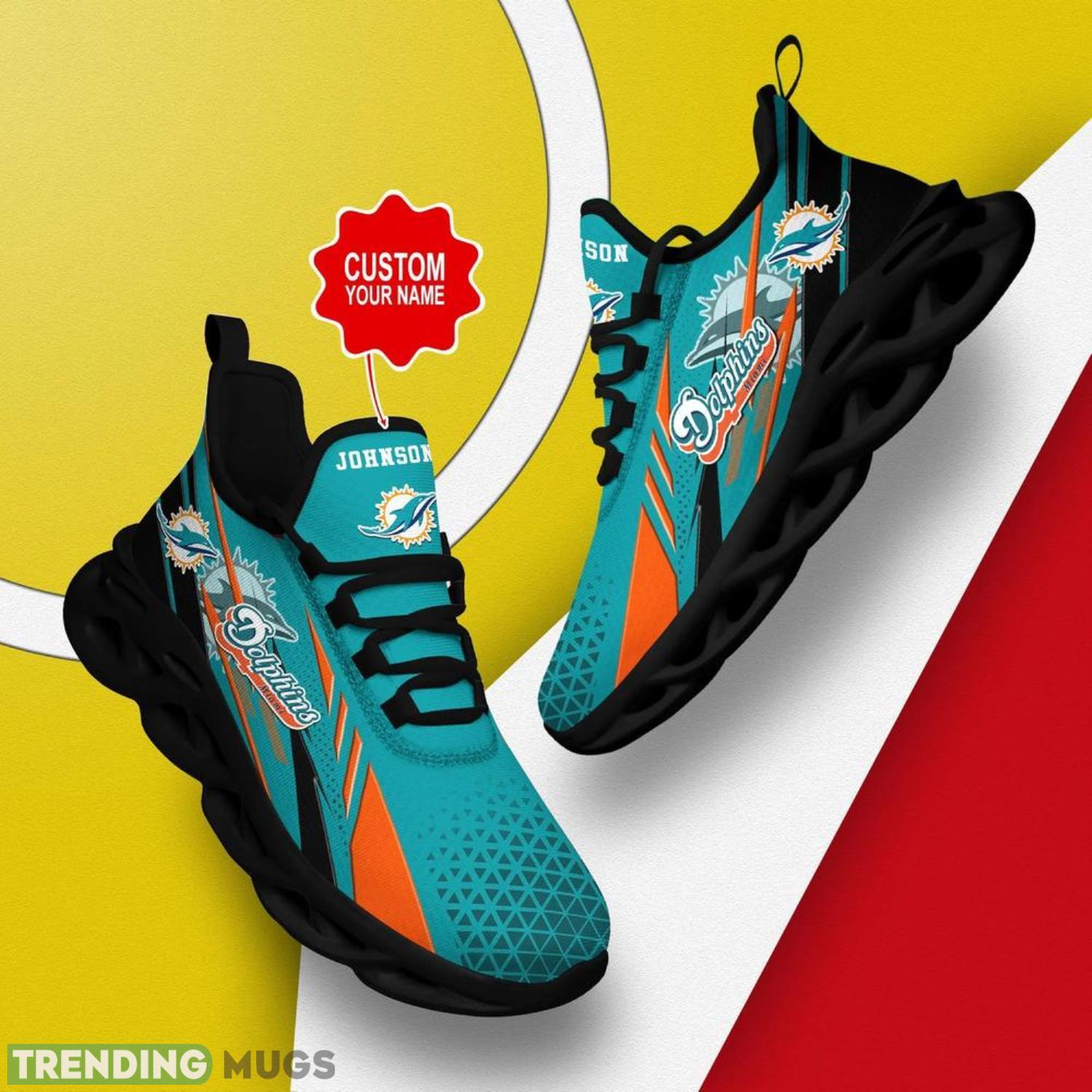 Miami Dolphins NFL Max Soul Shoes Custom Name Sneakers Running Shoes Hot Trending Personalized Gifts For NFL Fans Max Soul Miami Dolphins NFL Max Soul Shoes Custom Name Sneakers Running Shoes Hot Trending Personalized Gifts For NFL Fans Max Soul