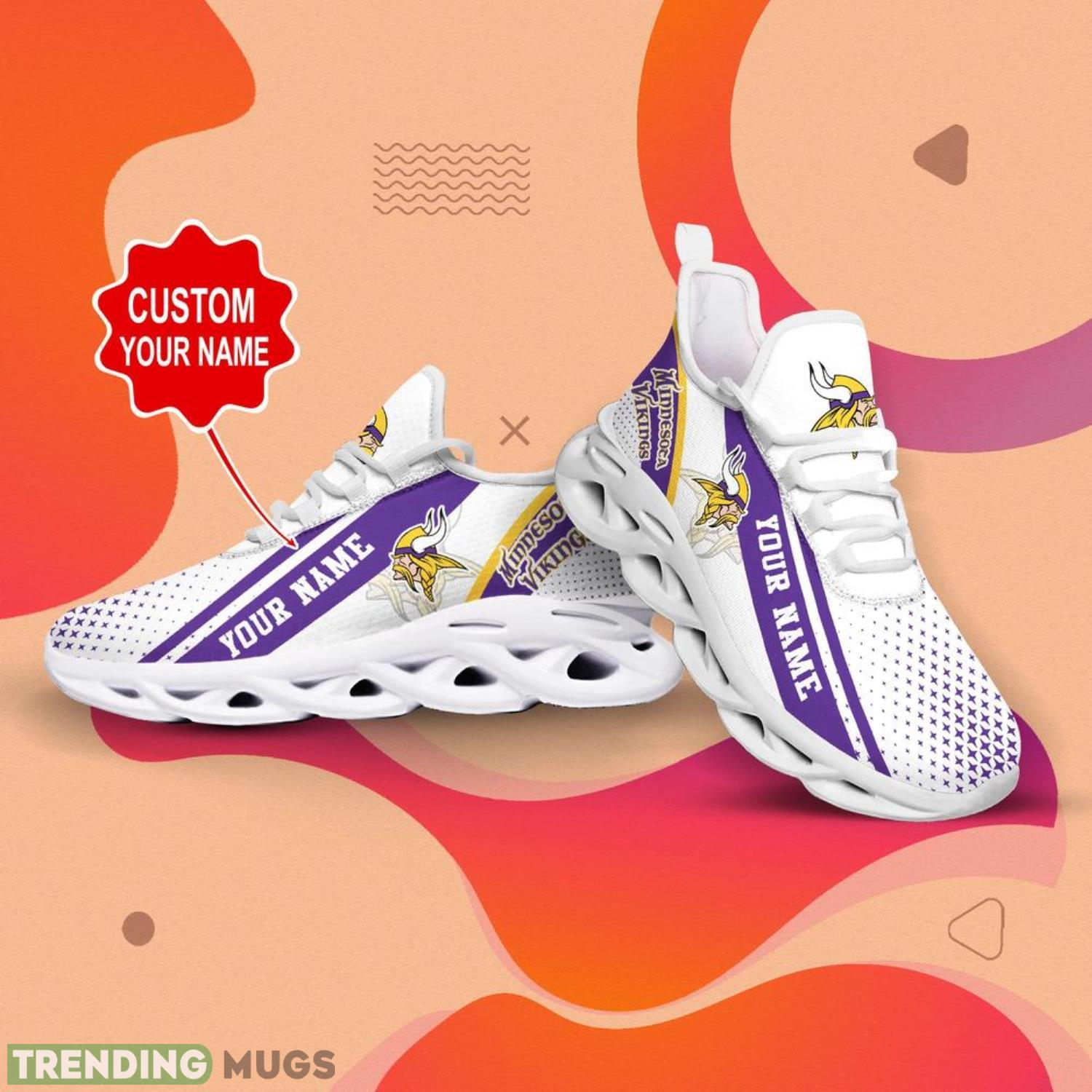 Minnesota Vikings NFL Max Soul Shoes Custom Name Sneakers White Purple Running Shoes Gifts For NFL Fans Max Soul Minnesota Vikings NFL Max Soul Shoes Custom Name Sneakers White Purple Running Shoes Gifts For NFL Fans Max Soul
