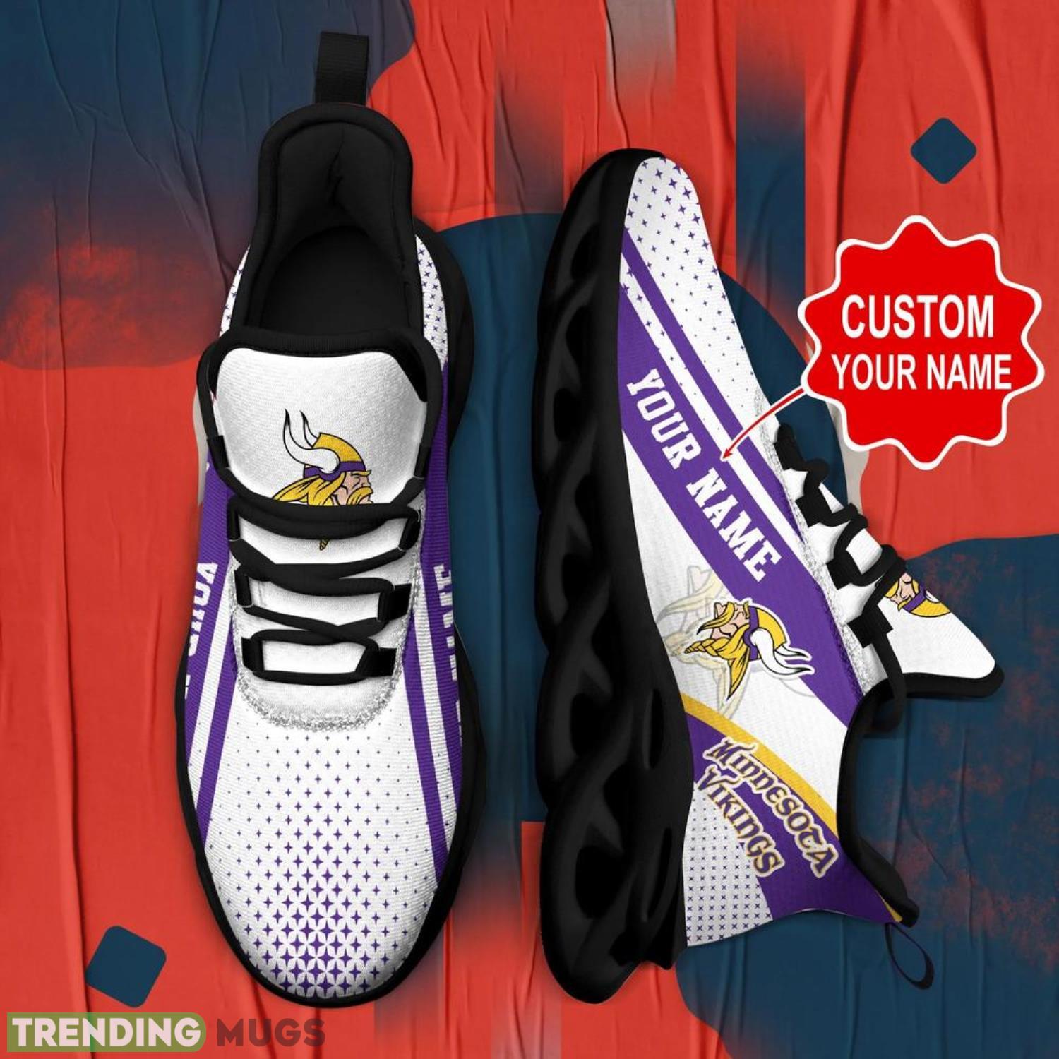 Minnesota Vikings NFL Max Soul Shoes Custom Name Sneakers White Purple Running Shoes Gifts For NFL Fans Max Soul Minnesota Vikings NFL Max Soul Shoes Custom Name Sneakers White Purple Running Shoes Gifts For NFL Fans Max Soul