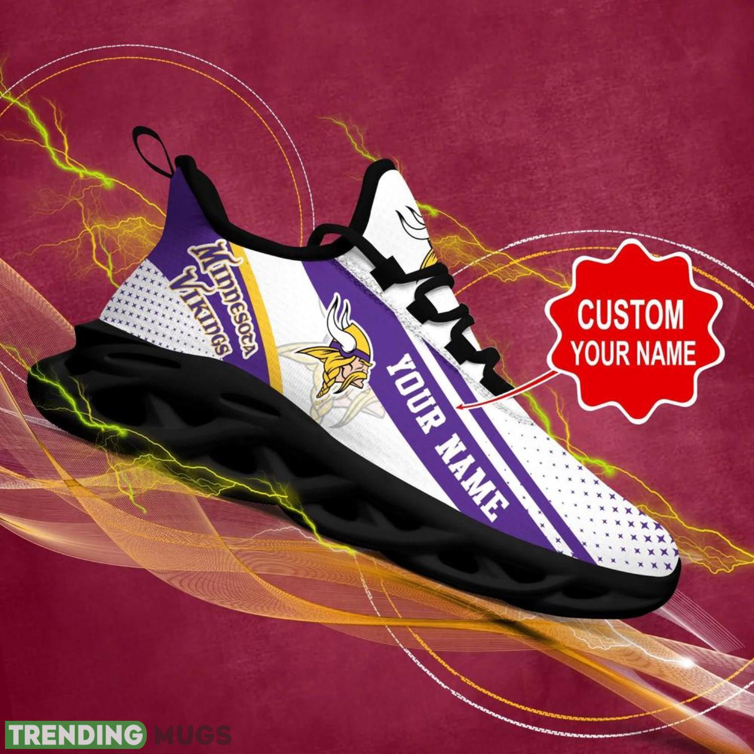 Minnesota Vikings NFL Max Soul Shoes Custom Name Sneakers White Purple Running Shoes Gifts For NFL Fans Max Soul Minnesota Vikings NFL Max Soul Shoes Custom Name Sneakers White Purple Running Shoes Gifts For NFL Fans Max Soul