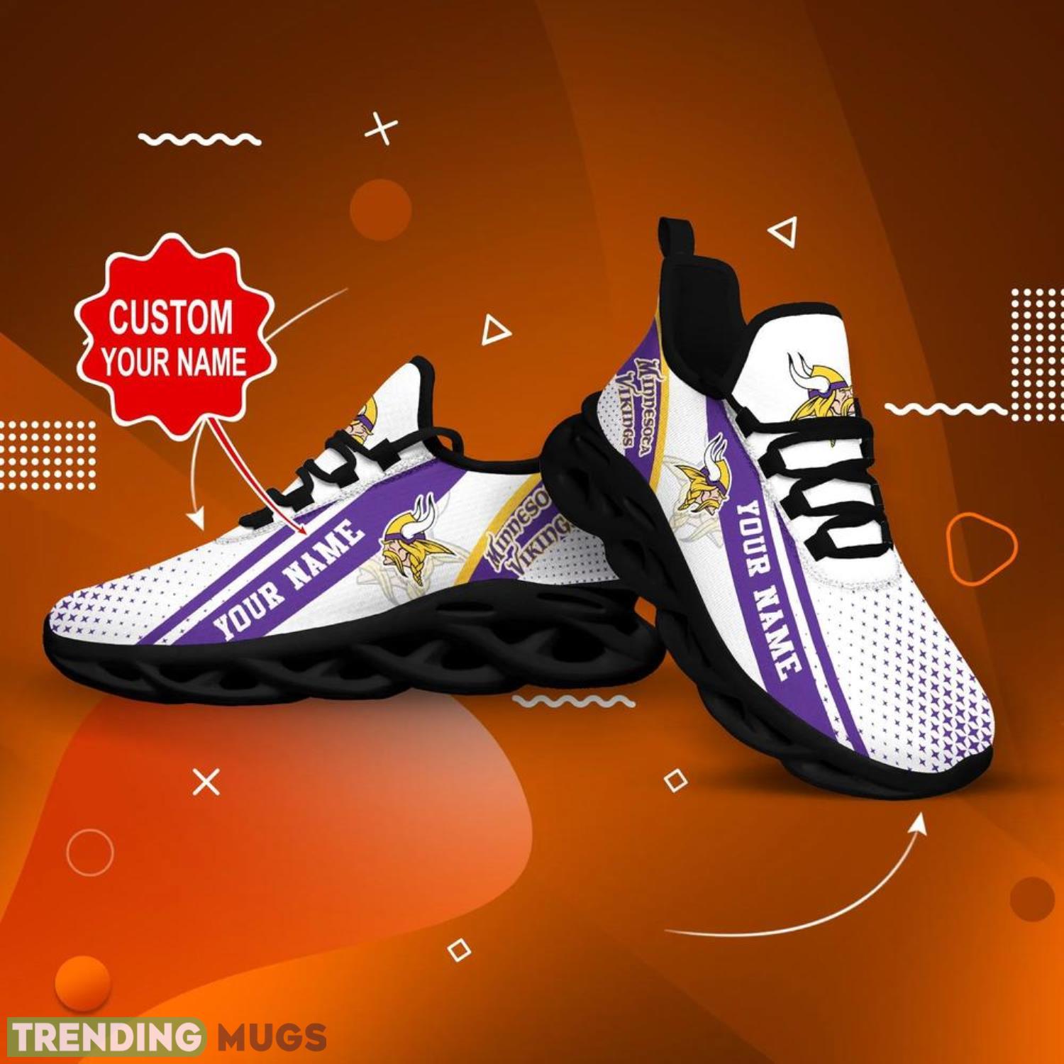 Minnesota Vikings NFL Max Soul Shoes Custom Name Sneakers White Purple Running Shoes Gifts For NFL Fans Max Soul Minnesota Vikings NFL Max Soul Shoes Custom Name Sneakers White Purple Running Shoes Gifts For NFL Fans Max Soul