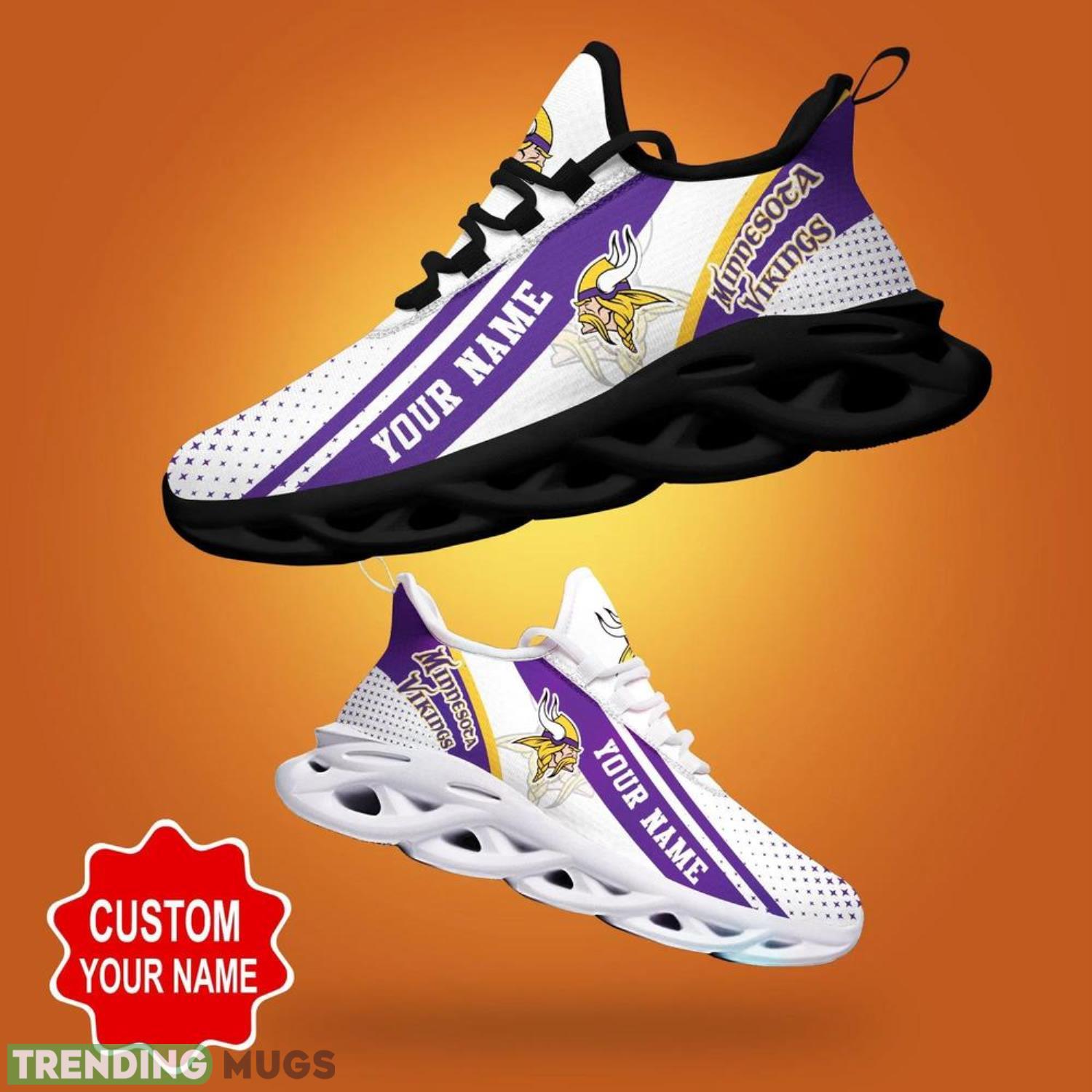 Minnesota Vikings NFL Max Soul Shoes Custom Name Sneakers White Purple Running Shoes Gifts For NFL Fans Product Photo 1 Minnesota Vikings NFL Max Soul Shoes Custom Name Sneakers White Purple Running Shoes Gifts For NFL Fans Product Photo 1