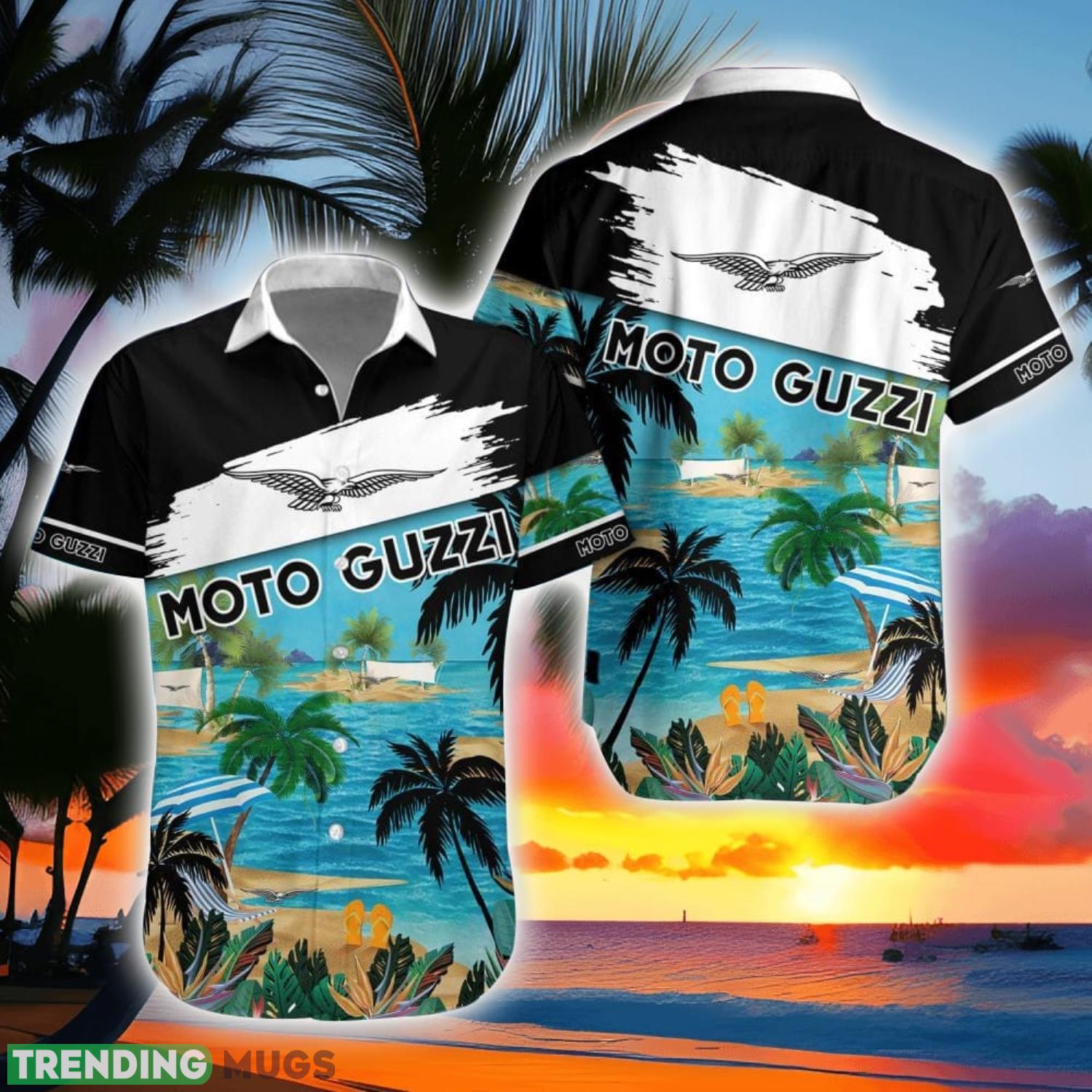 Moto Guzzi Beach Coconut Pattern Aloha Hawaiian Shirt And Shorts Product Photo 1