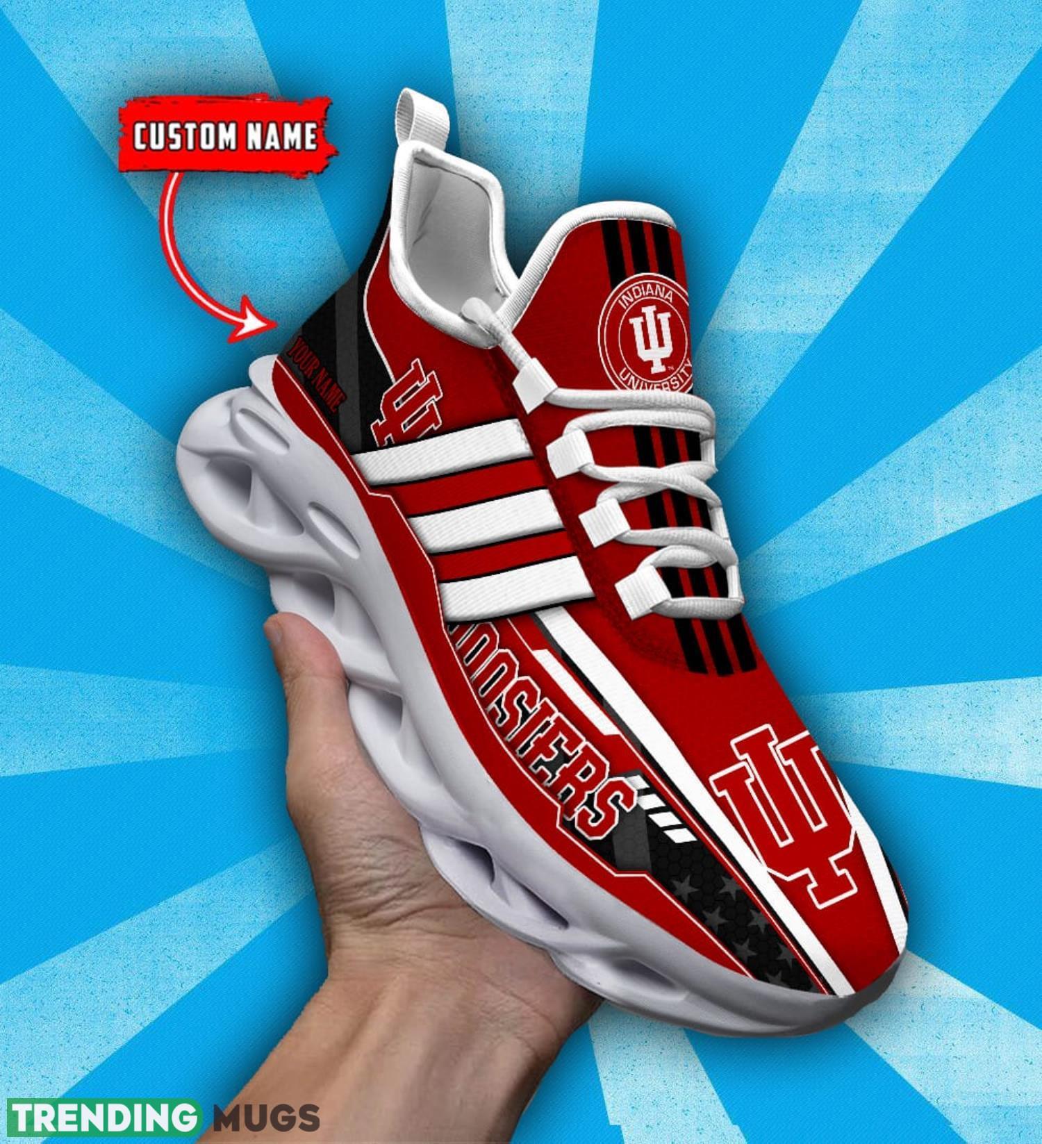 NCAA Indiana Hoosiers Max Soul Shoes Custom Name White Striped Running Shoes Product Photo 1