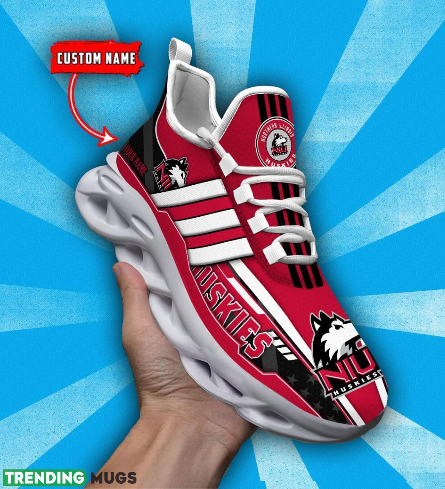 NCAA Northern Illinois Huskies Max Soul Shoes Custom Name White Striped Running Shoes Product Photo 1