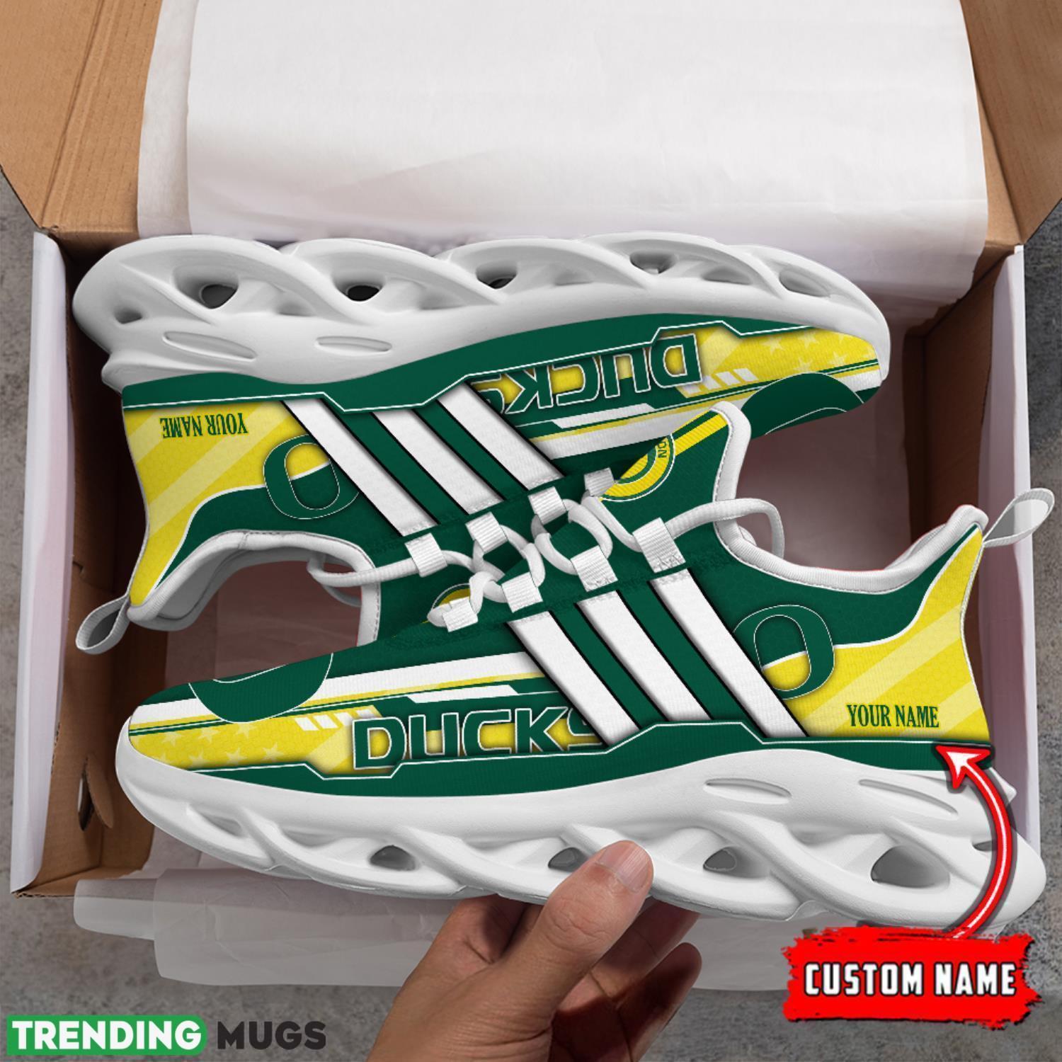 NCAA Oregon Ducks Max Soul Shoes Custom Name White Striped Running Shoes Max Soul NCAA Oregon Ducks Max Soul Shoes Custom Name White Striped Running Shoes Max Soul