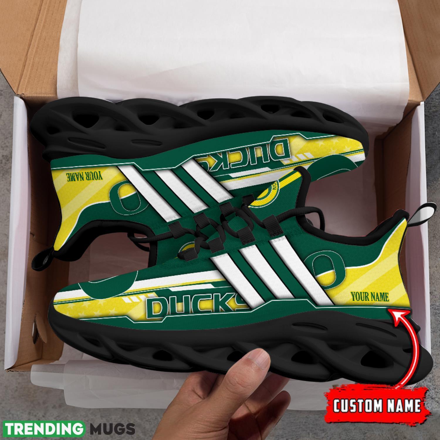 NCAA Oregon Ducks Max Soul Shoes Custom Name White Striped Running Shoes Max Soul NCAA Oregon Ducks Max Soul Shoes Custom Name White Striped Running Shoes Max Soul