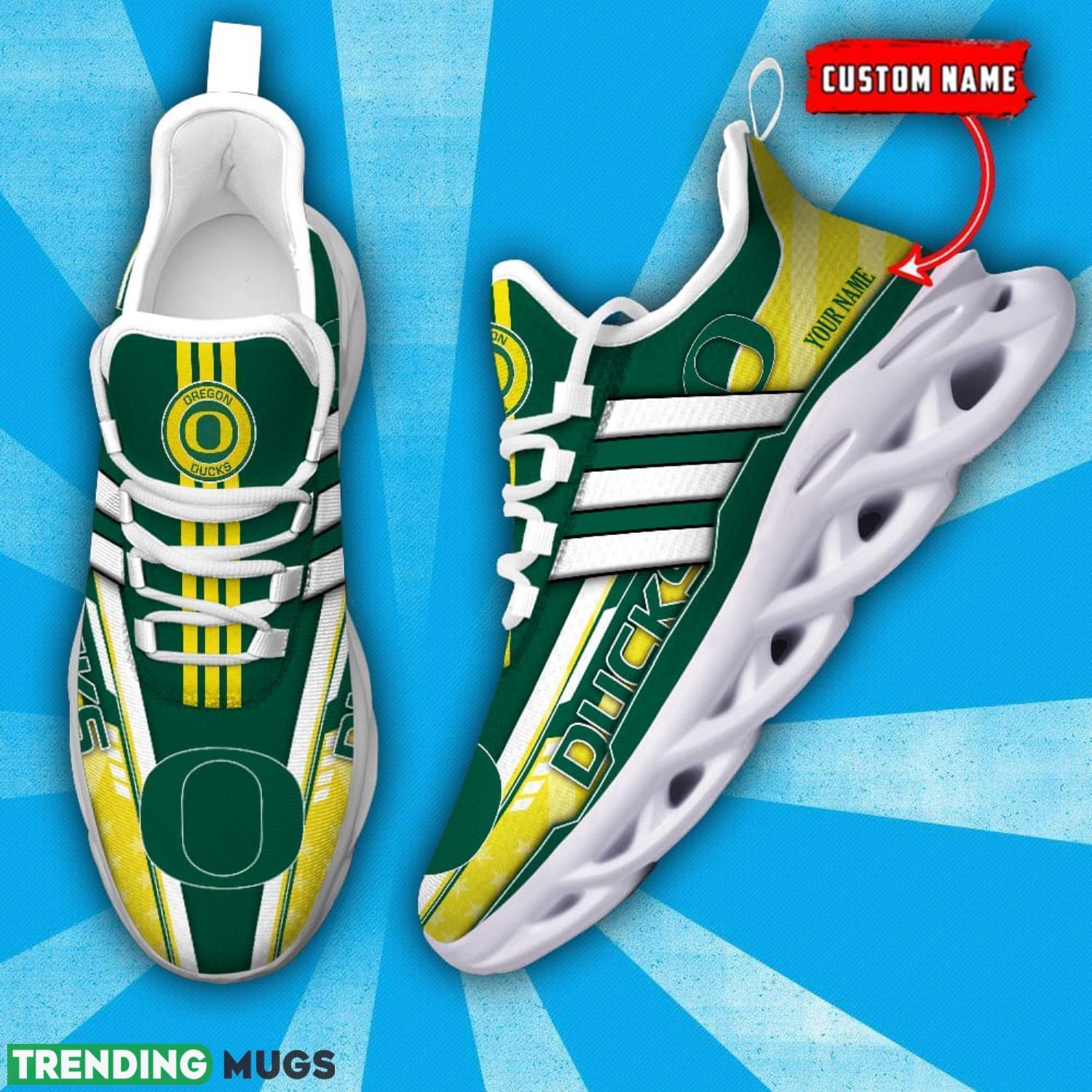 NCAA Oregon Ducks Max Soul Shoes Custom Name White Striped Running Shoes Max Soul NCAA Oregon Ducks Max Soul Shoes Custom Name White Striped Running Shoes Max Soul