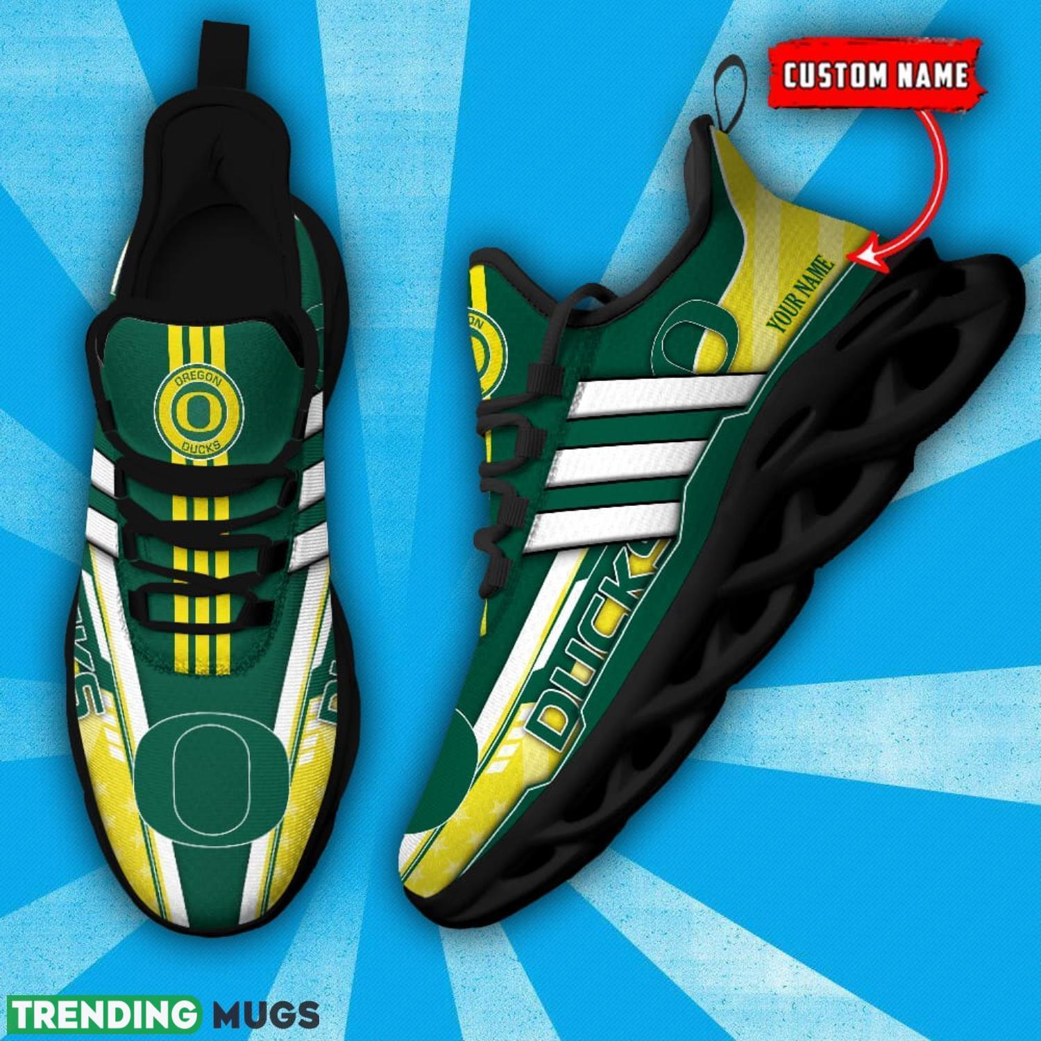 NCAA Oregon Ducks Max Soul Shoes Custom Name White Striped Running Shoes Max Soul NCAA Oregon Ducks Max Soul Shoes Custom Name White Striped Running Shoes Max Soul