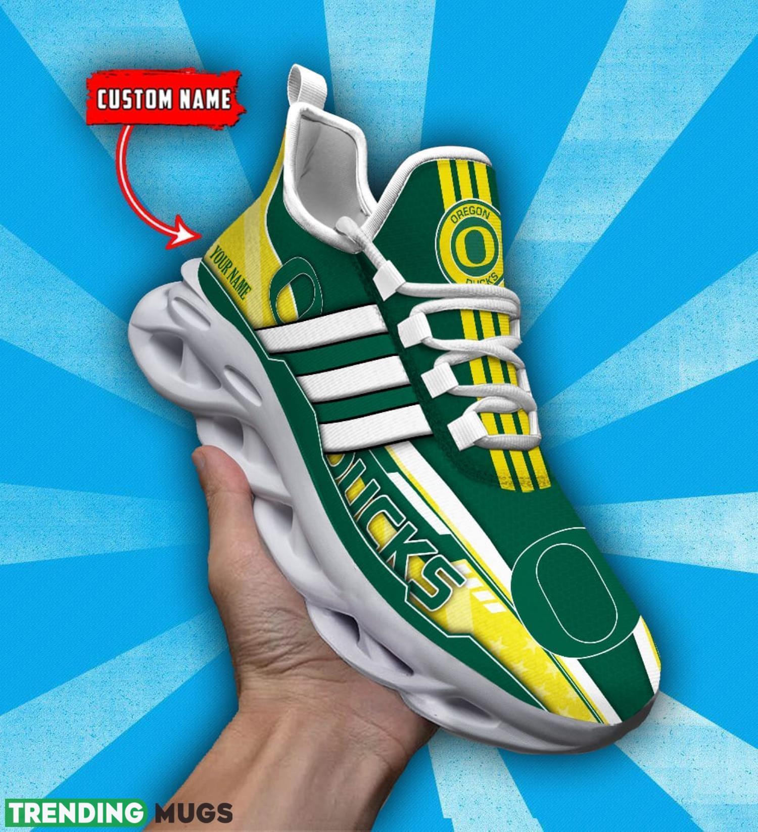 NCAA Oregon Ducks Max Soul Shoes Custom Name White Striped Running Shoes Product Photo 1 NCAA Oregon Ducks Max Soul Shoes Custom Name White Striped Running Shoes Product Photo 1