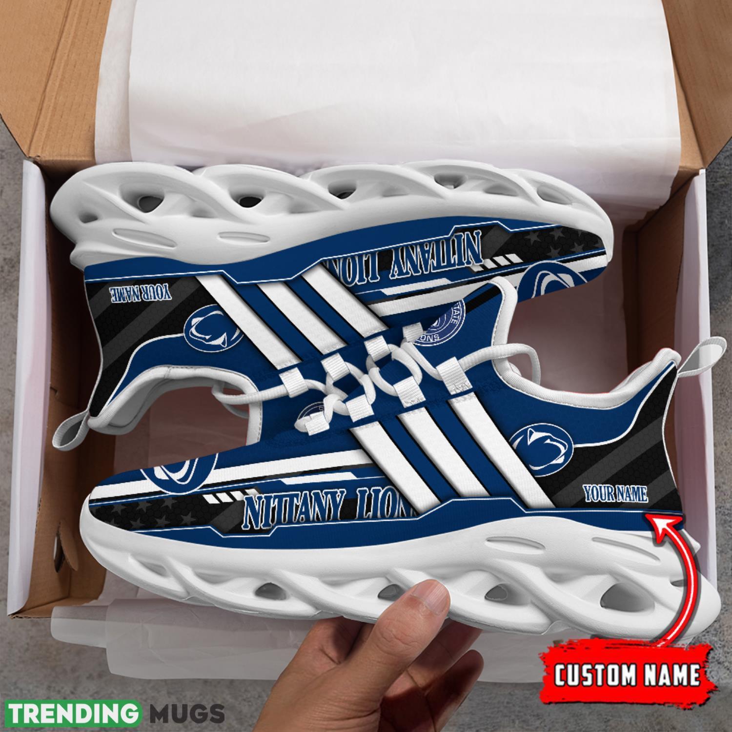 NCAA Penn State Nittany Lions Max Soul Shoes Custom Name White Striped Running Shoes Max Soul NCAA Penn State Nittany Lions Max Soul Shoes Custom Name White Striped Running Shoes Max Soul