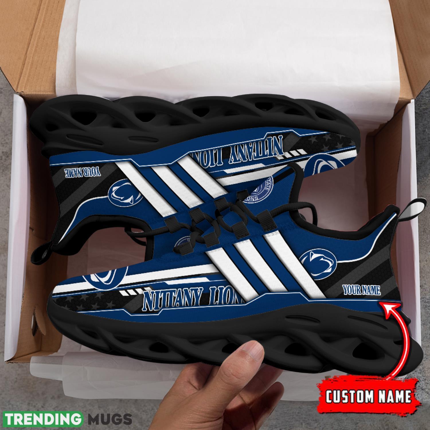 NCAA Penn State Nittany Lions Max Soul Shoes Custom Name White Striped Running Shoes Max Soul NCAA Penn State Nittany Lions Max Soul Shoes Custom Name White Striped Running Shoes Max Soul